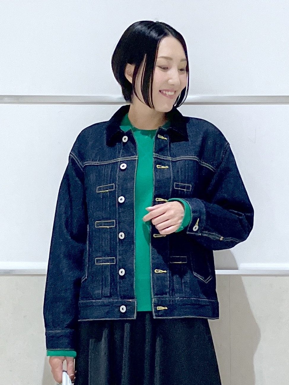 eriko さんの「Dessin｜【2WAY/洗濯機OK/XS-L】配色リバーシブル コットンジャカード クルーネックニット」を使ったコーディネート