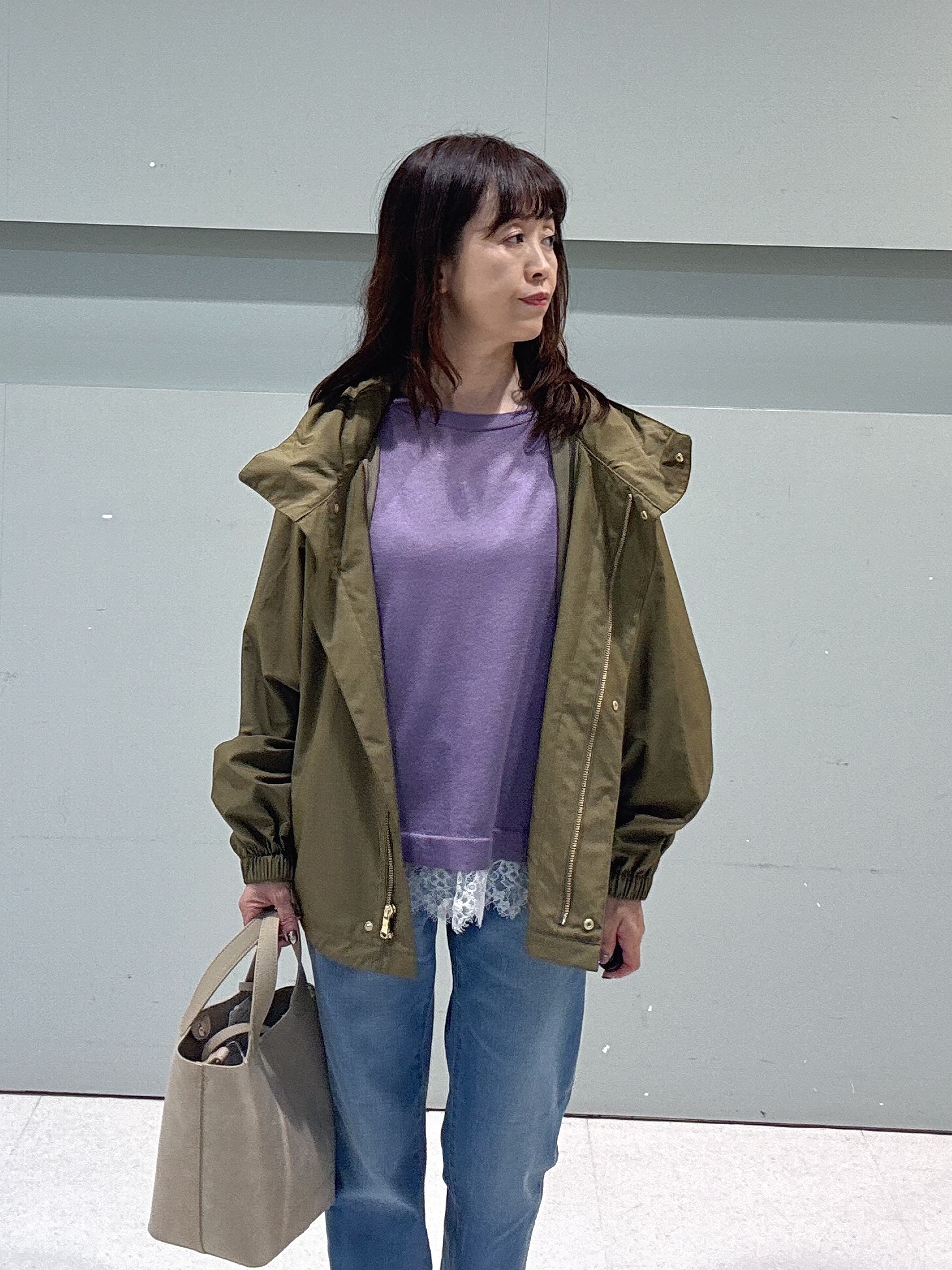 makiさんの「UNTITLED｜【撥水/秋羽織り】タフタマウンテンパーカー」を使ったコーディネート