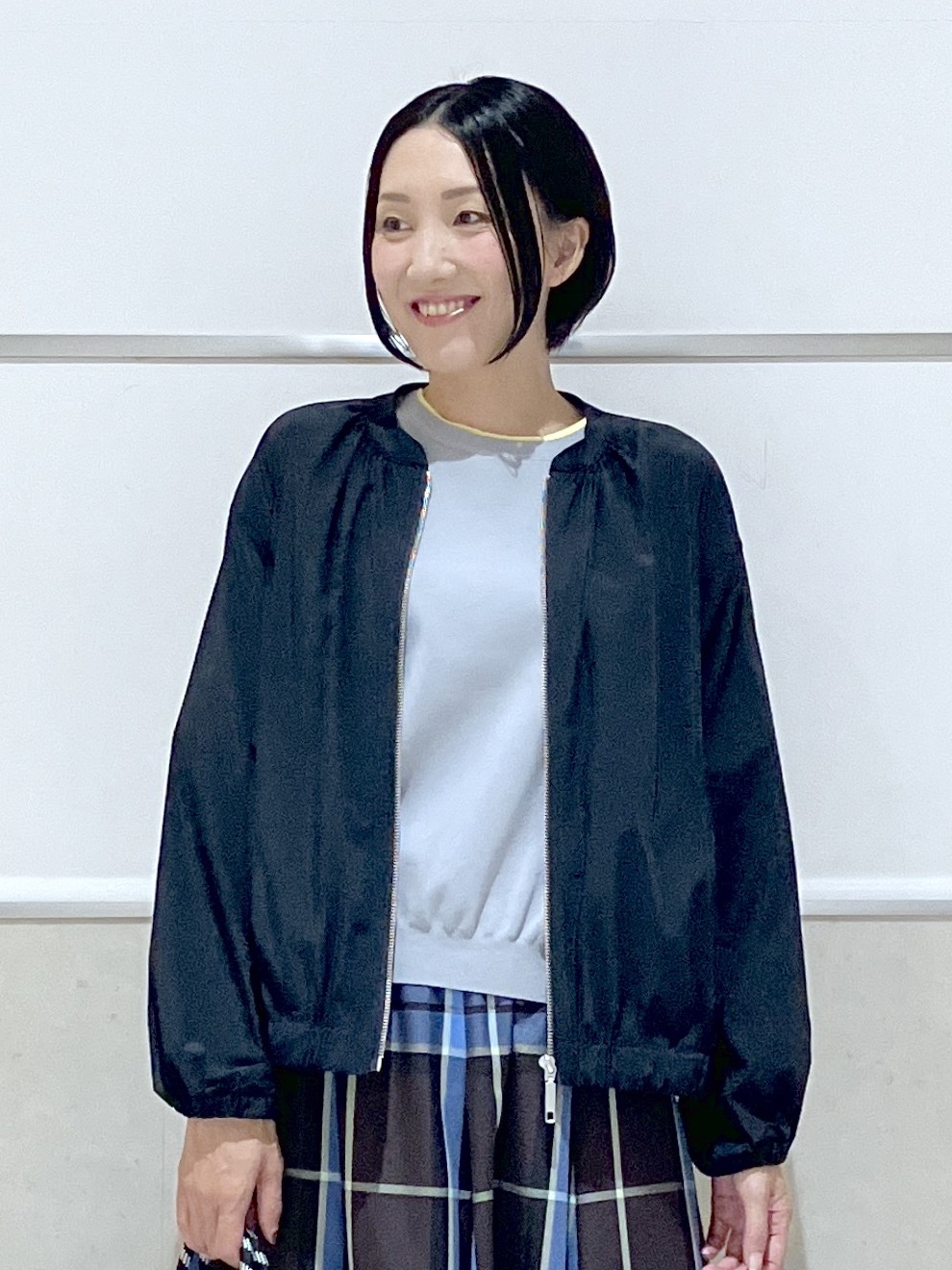 eriko さんの「Dessin｜【高レビュー/UVカット/洗濯機OK】6分袖配色ニット」を使ったコーディネート