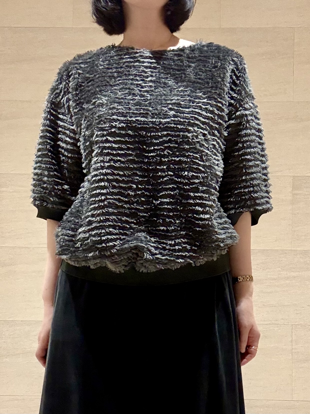 yさんの「UNTITLED｜【秋映え/体型カバー】フェザージャガードプルオーバー」を使ったコーディネート