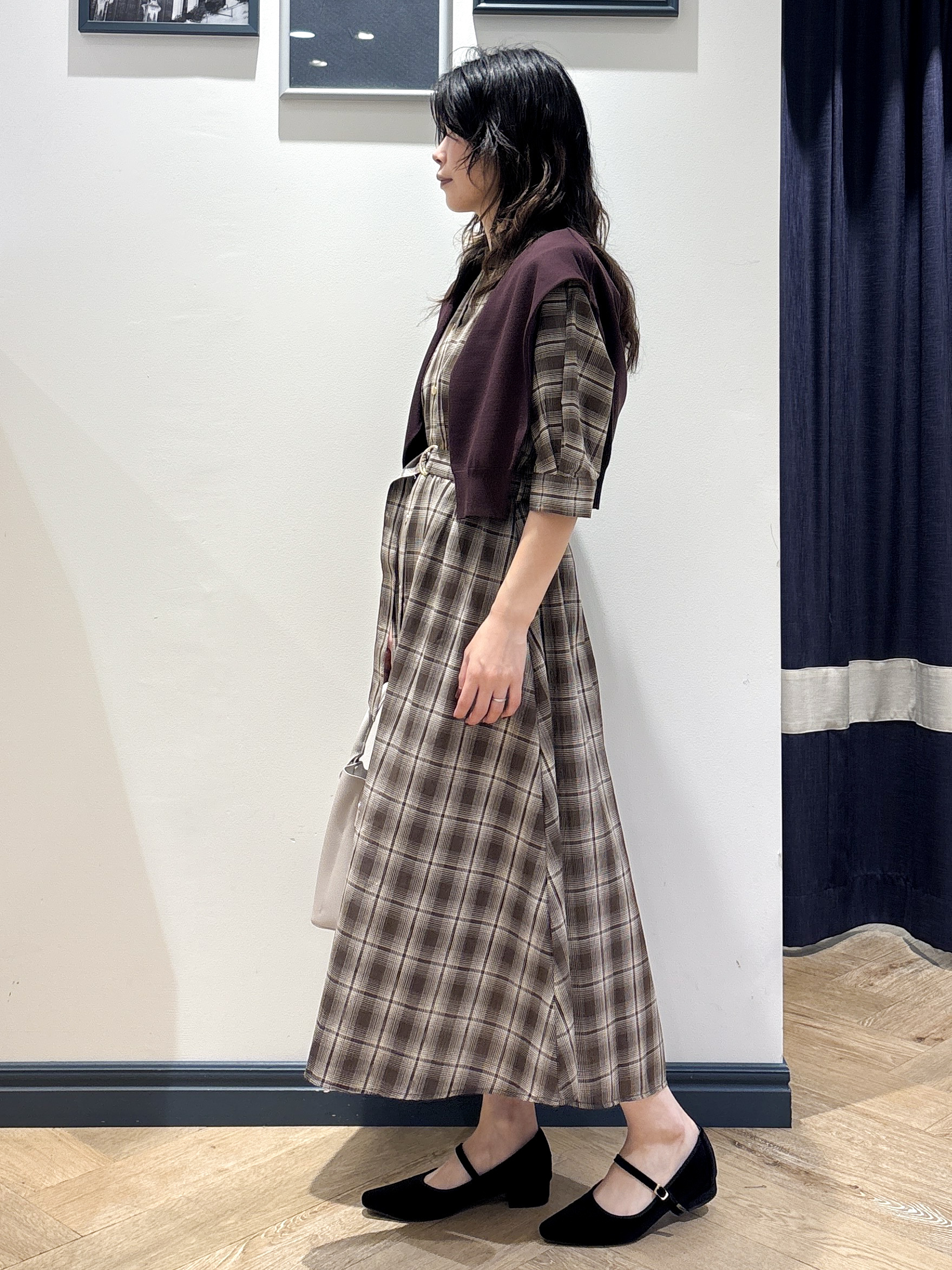 ayakaさんの「grove｜チェック柄ベルト付シャツワンピース」を使ったコーディネート