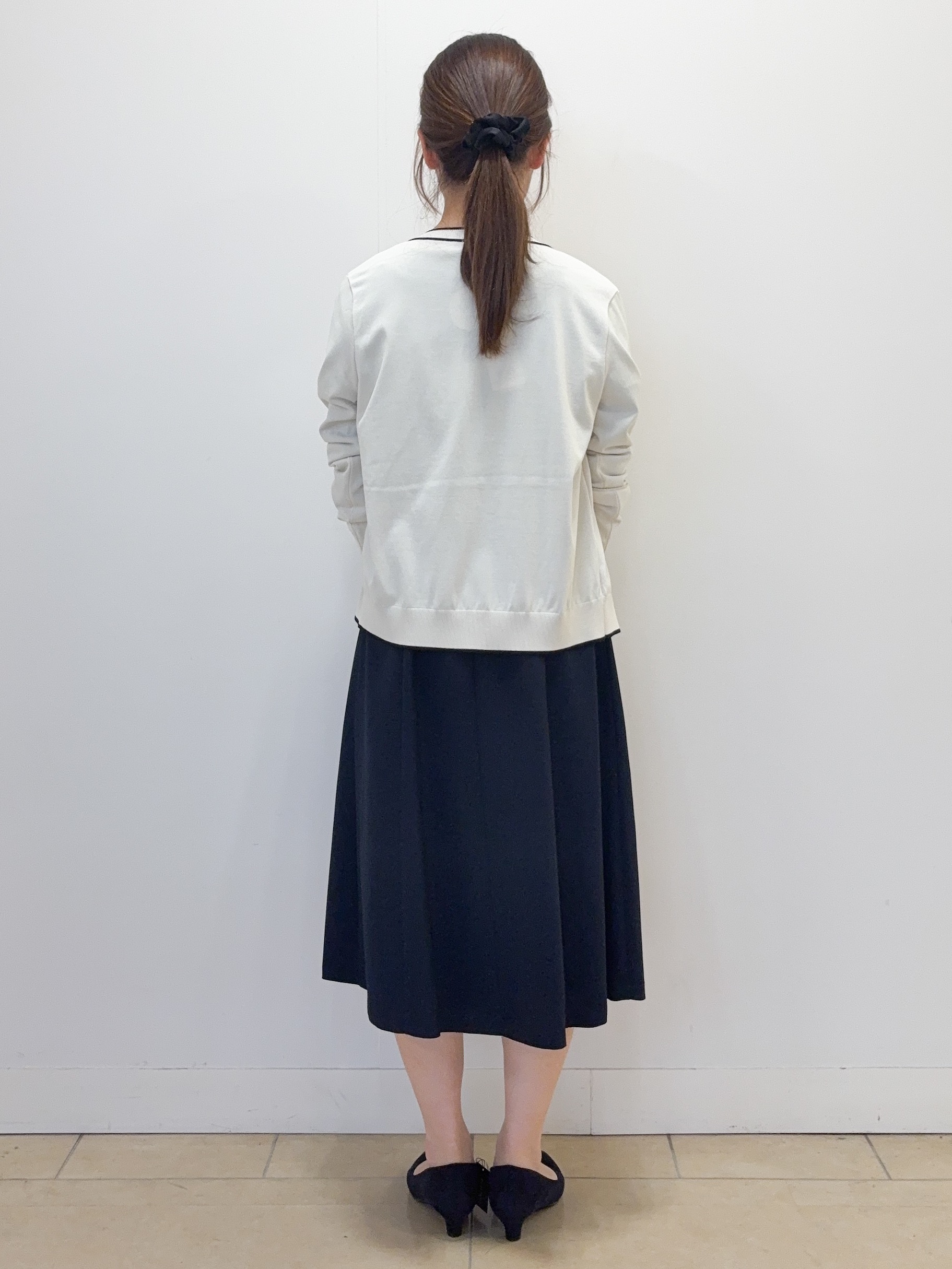 ハルさんの「Reflect｜【SS-4Lサイズ】パール調パーツデザイン ノーカラーワンピース」を使ったコーディネート