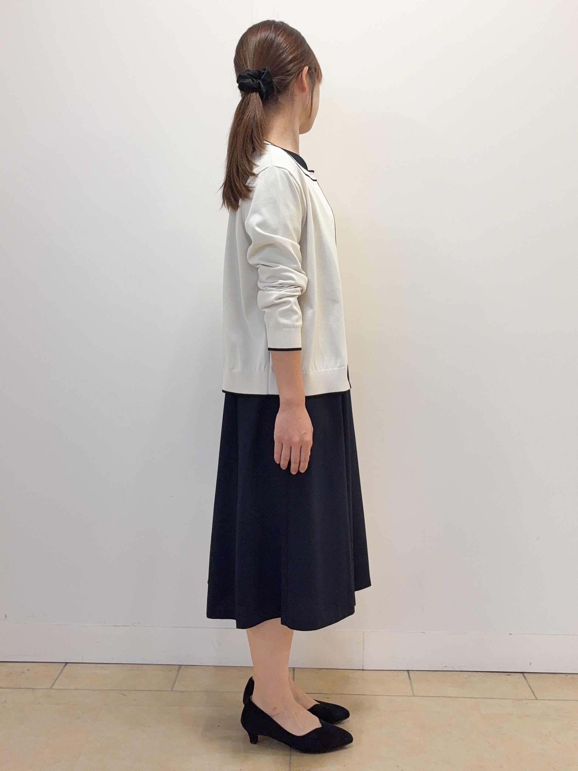 ハルさんの「Reflect｜【SS-4Lサイズ】パール調パーツデザイン ノーカラーワンピース」を使ったコーディネート