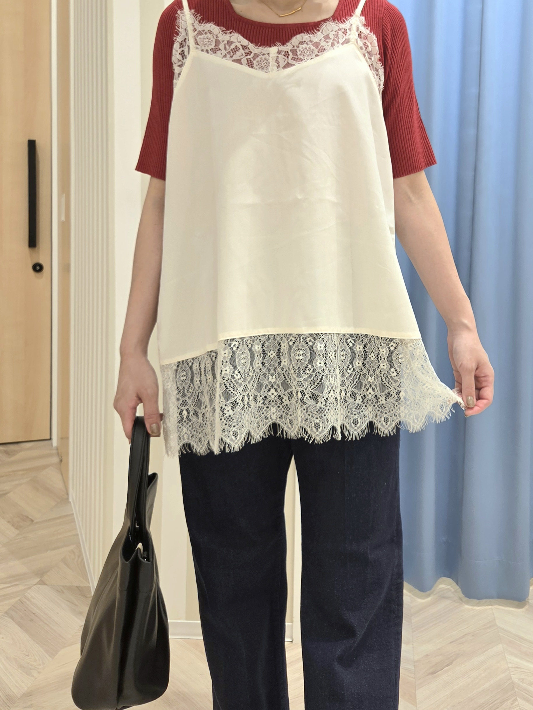 Ikumiさんの「SHOO･LA･RUE｜【毛玉になりにくい/洗濯機可/S-LL】大人上品な 5分袖スクエアトップス」を使ったコーディネート