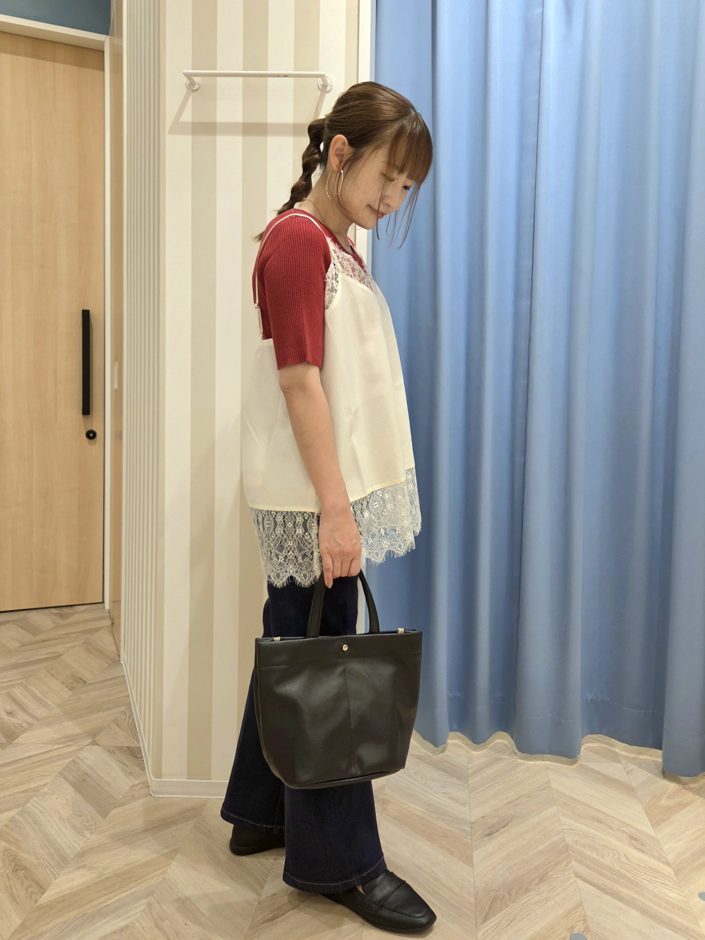 Ikumiさんの「SHOO･LA･RUE｜【毛玉になりにくい/洗濯機可/S-LL】大人上品な 5分袖スクエアトップス」を使ったコーディネート