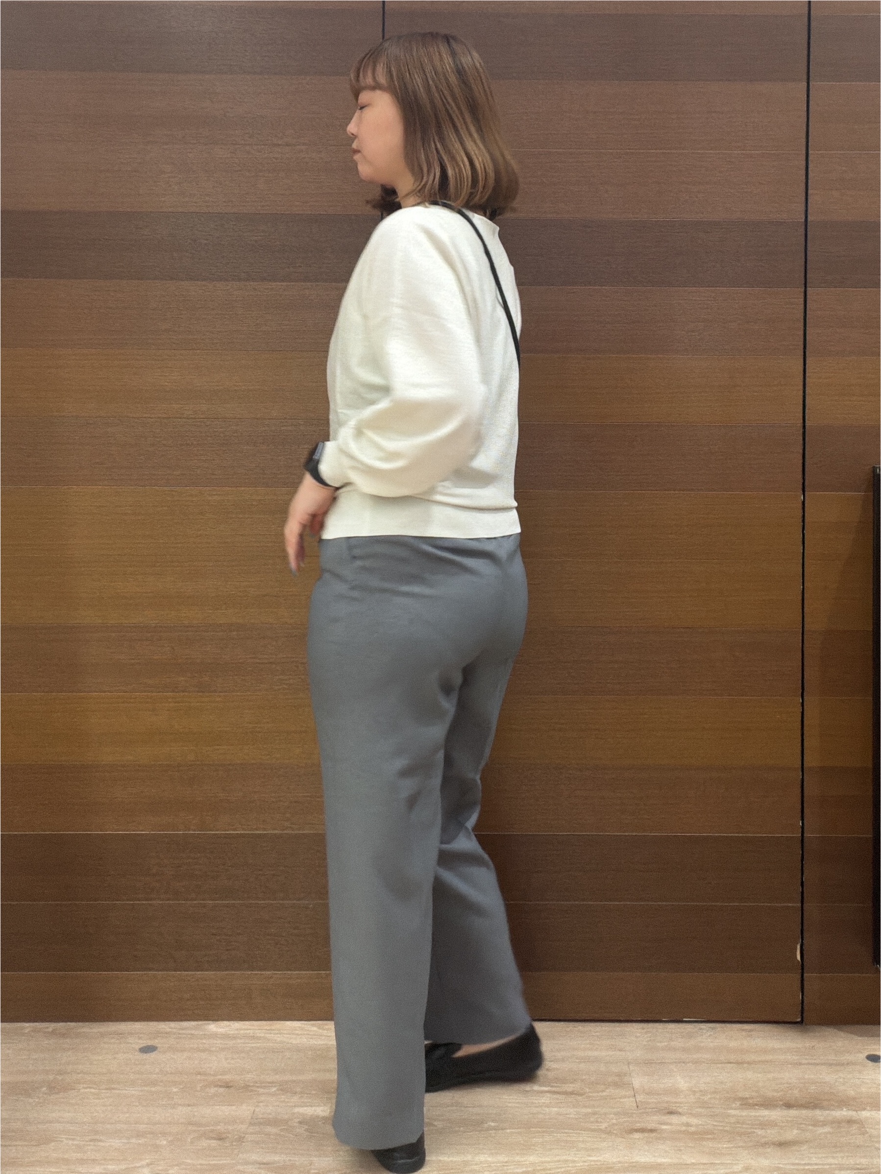 yumeさんの「OPAQUE.CLIP｜【8色／S-3Lサイズ】ビジュー付きドルマンニット《洗濯機OK／抗ピリング》」を使ったコーディネート
