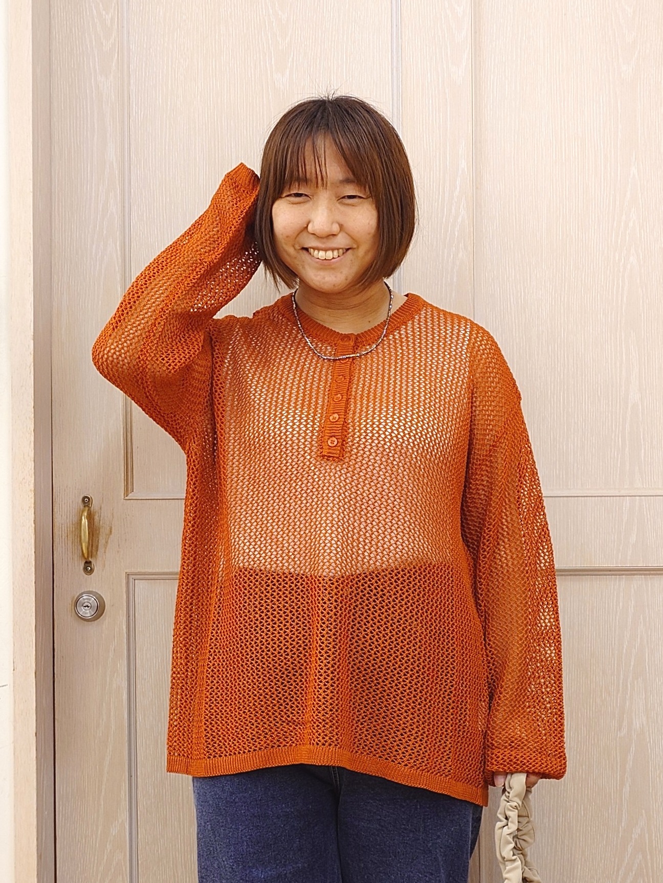 とろろさんの「SHOO･LA･RUE｜【2点セット/洗濯機可/S-LL】ヘンリーネックメッシュニット+タンクトップセット」を使ったコーディネート