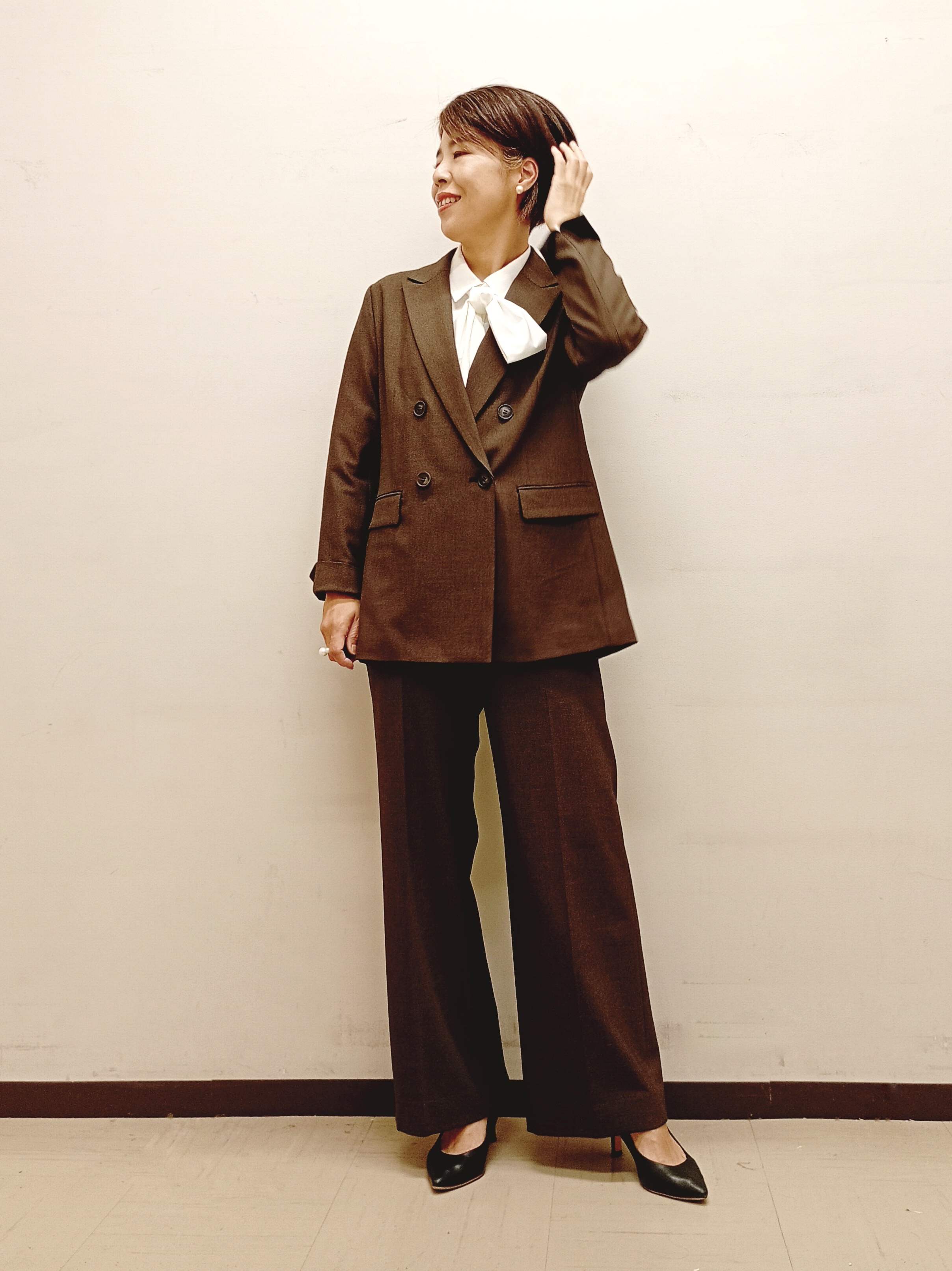 Kさんの「INDIVI｜【選べる6色／ストレッチ◎】きれいめドルマンスリーブニット」を使ったコーディネート