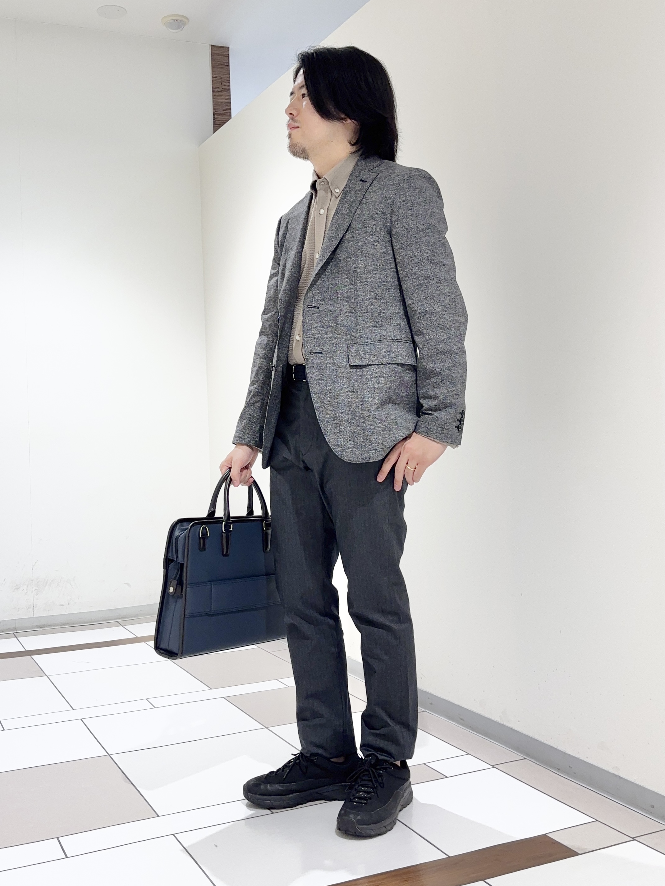 及川さんの「TAKEO KIKUCHI｜【抗菌防臭】COOL DOTS（R）ドビープリント ジャケット」を使ったコーディネート
