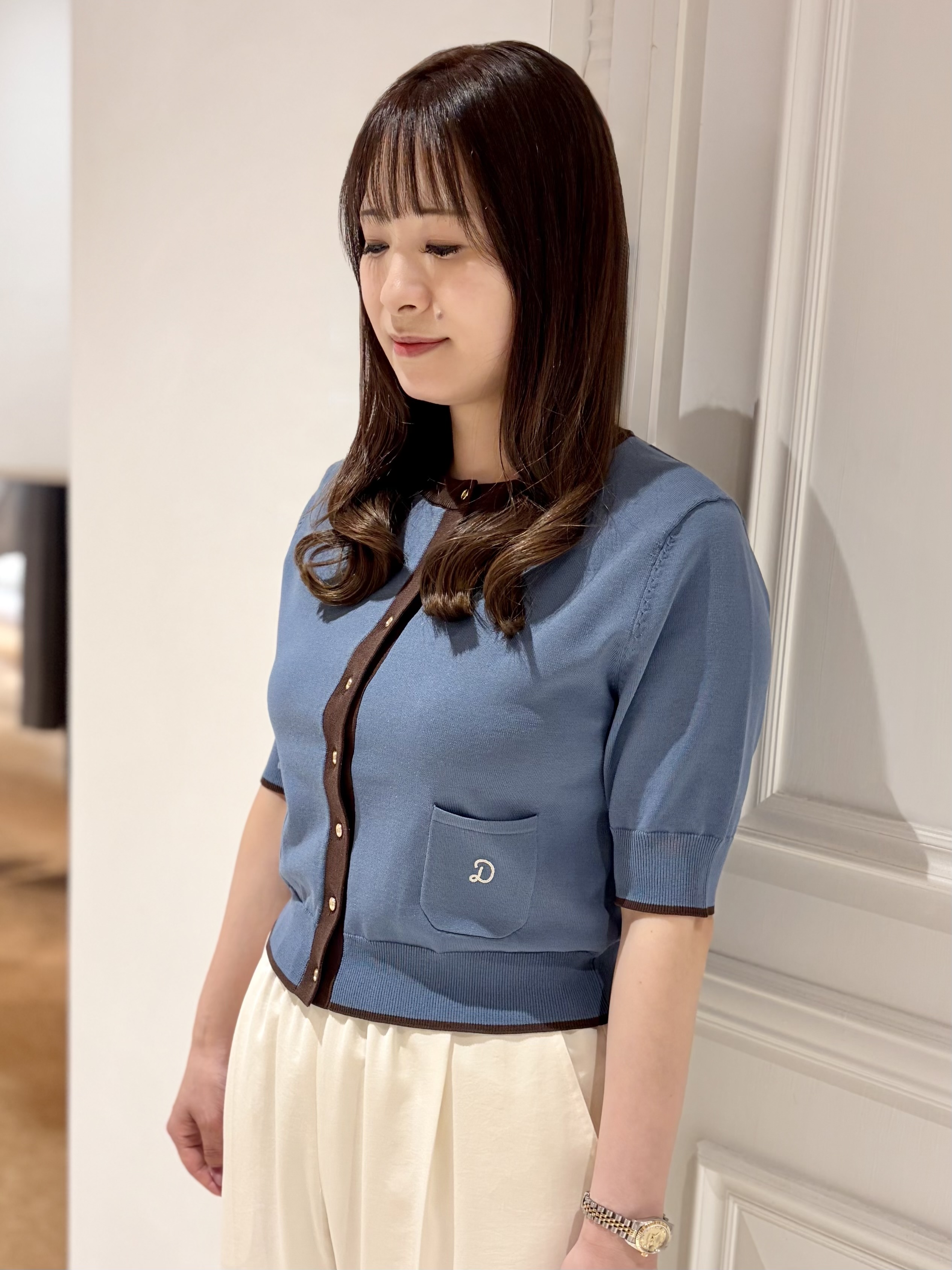 minowaさんの「DRESSTERIOR｜【UVカット／ウォッシャブル】クールタッチ ハーフスリーブカーデ」を使ったコーディネート