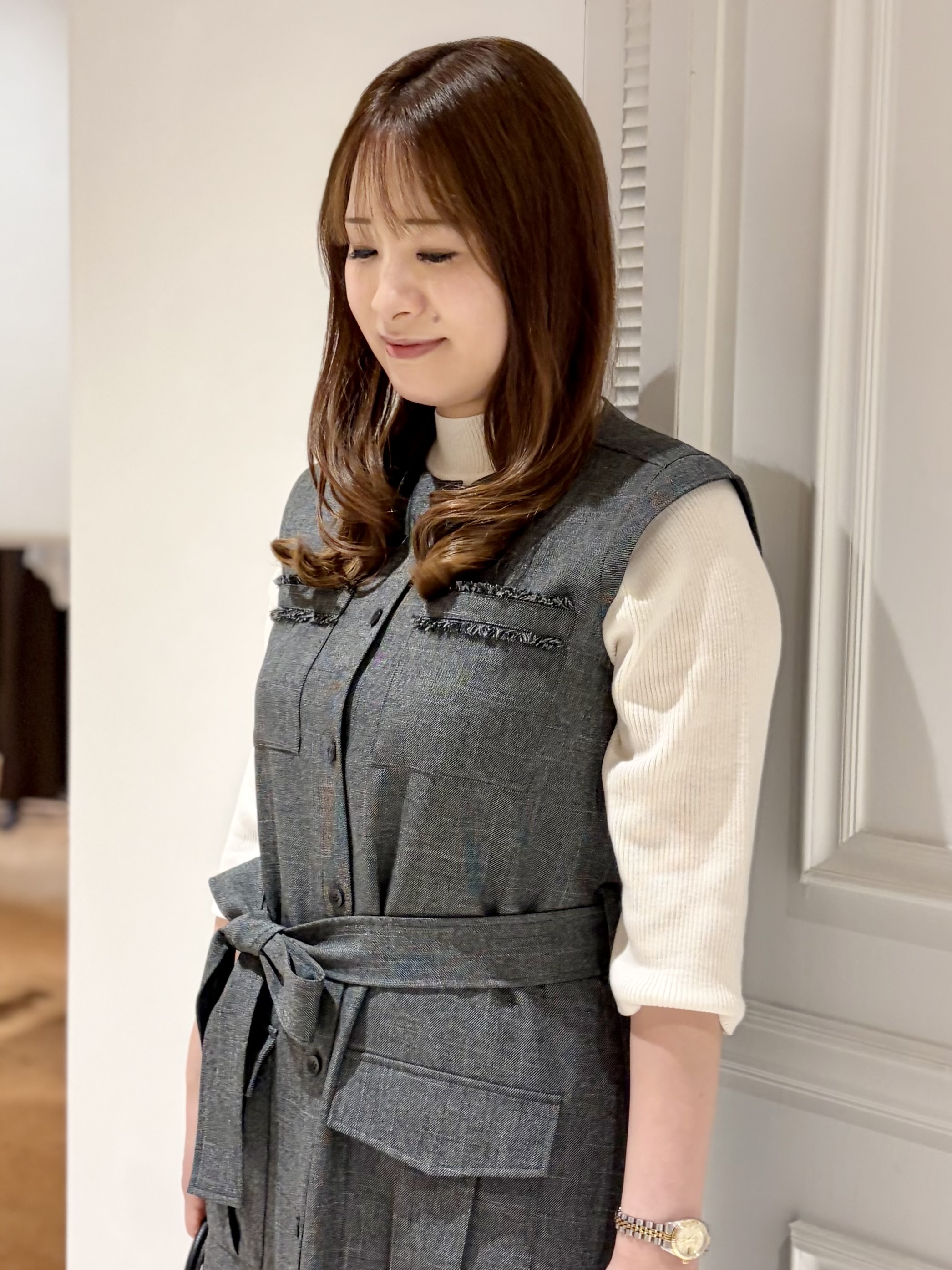 minowaさんの「DRESSTERIOR｜【接触冷感】クールタッチ ハーフスリーブニット」を使ったコーディネート
