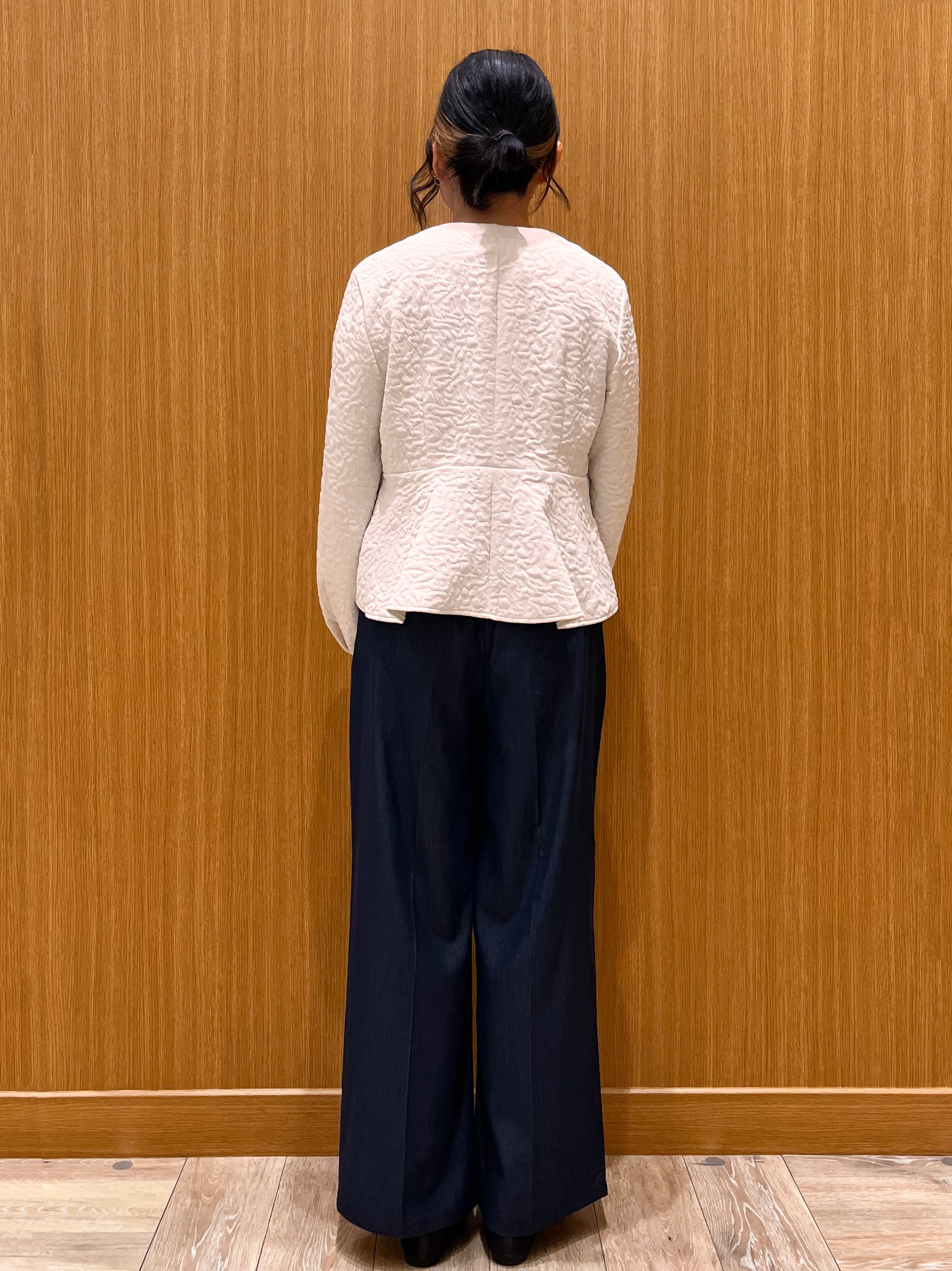 aさんの「OPAQUE.CLIP｜ジャカードノーカラーブルゾン【洗濯機OK】」を使ったコーディネート