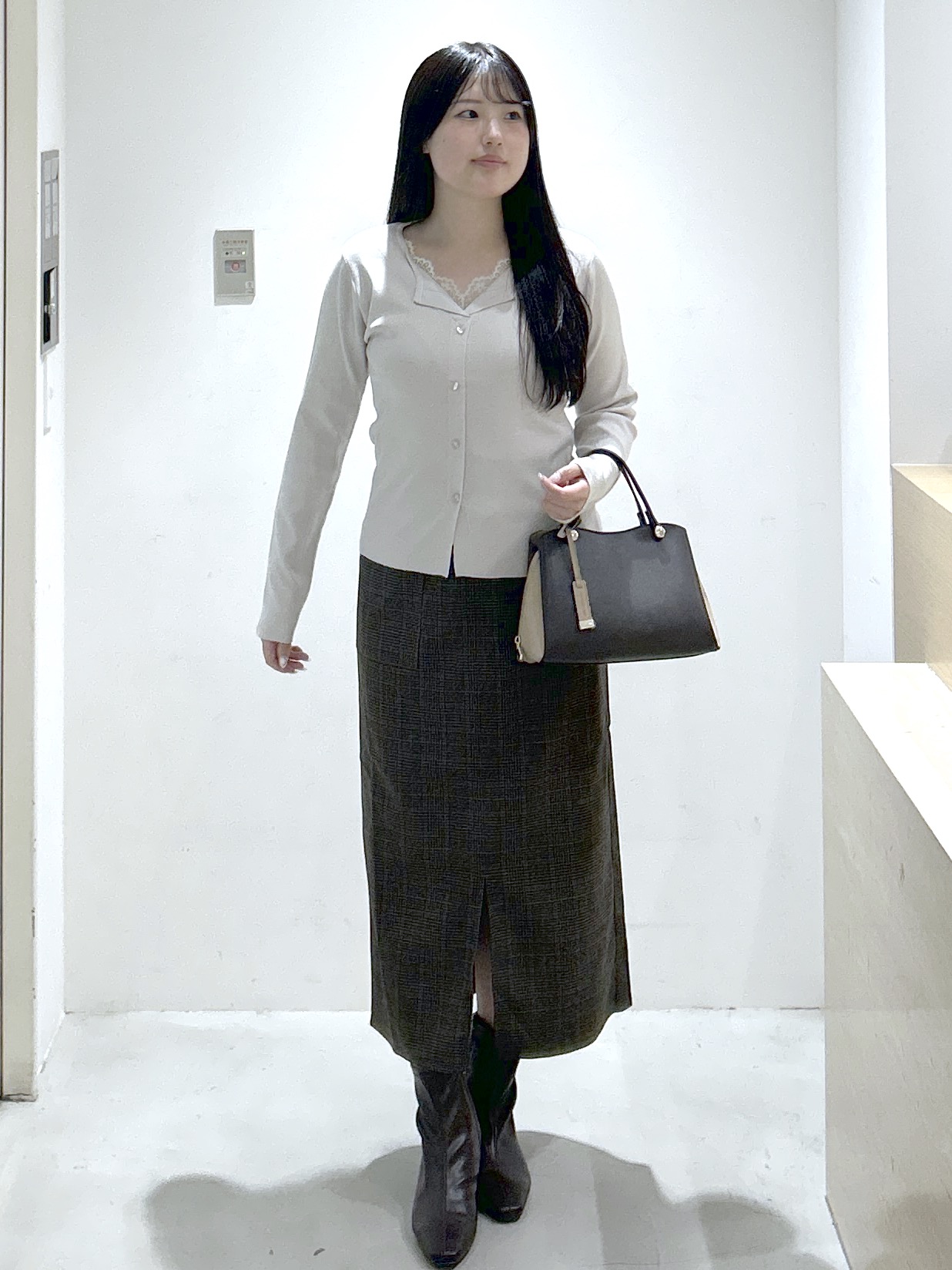 sayaさんの「OPAQUE.CLIP｜衿レースニットプルオーバー【洗濯機OK】」を使ったコーディネート