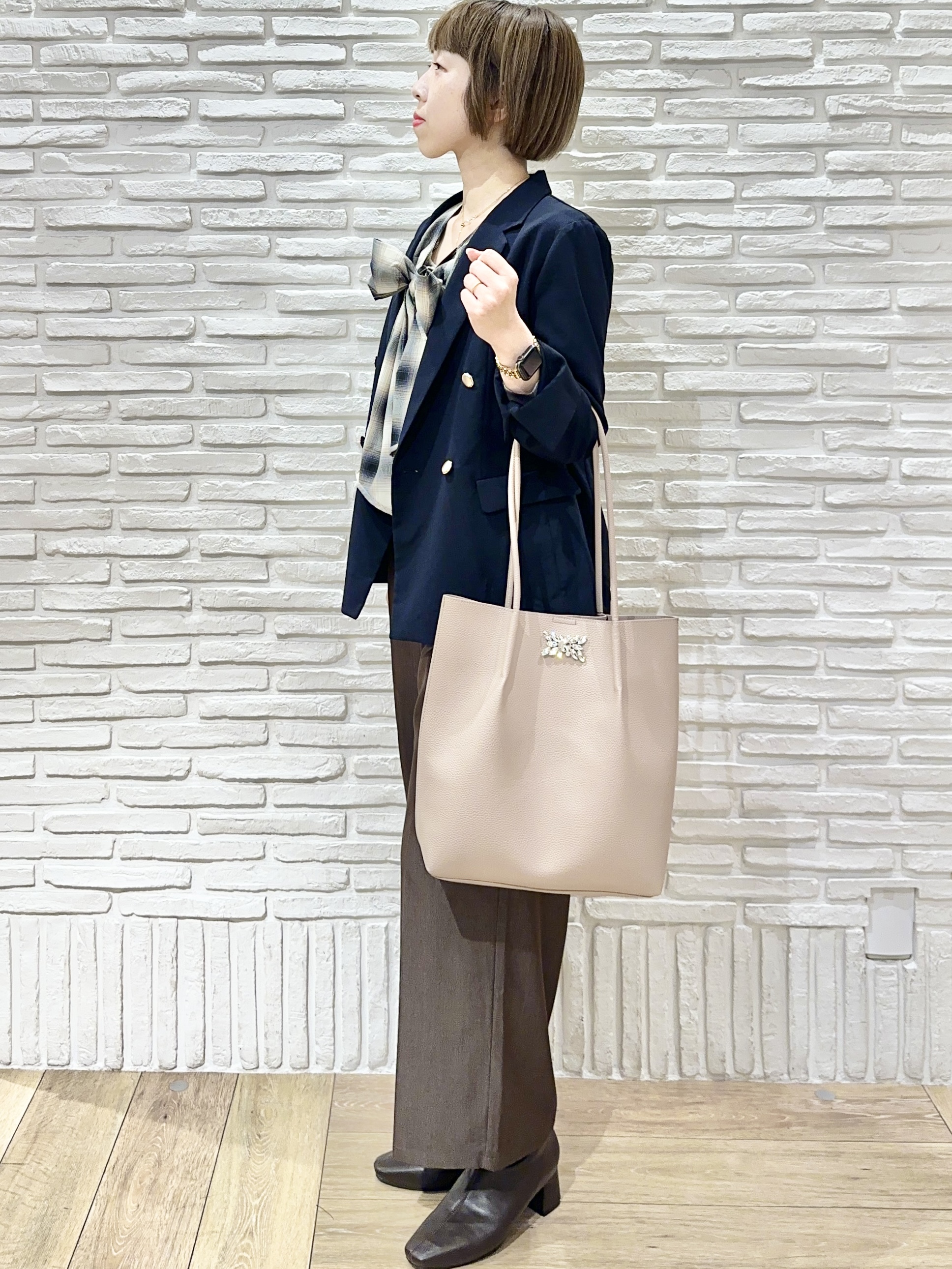 Hana...eさんの「index｜《再入荷》ダブルブレストテーラードジャケット【接触冷感／吸水速乾／イージーアイロン／防シワ／洗濯機O」を使ったコーディネート