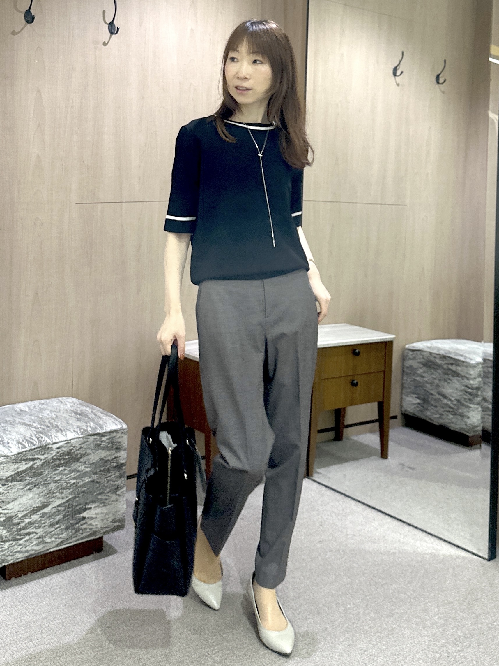 Miwaさんの「UNTITLED｜【アンサンブル可/きれいめ/通勤】コンパクト5分袖ニット」を使ったコーディネート