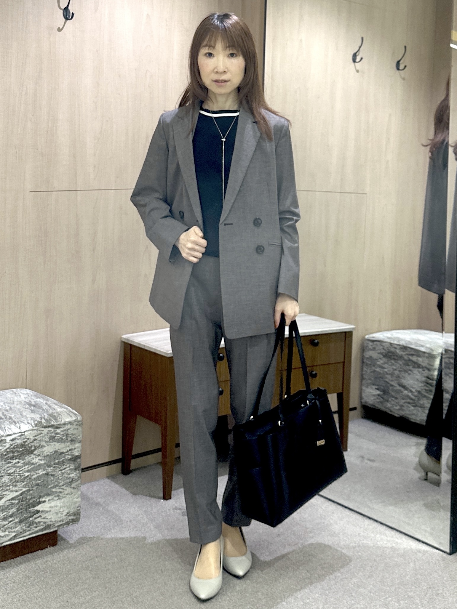Miwaさんの「UNTITLED｜【アンサンブル可/きれいめ/通勤】コンパクト5分袖ニット」を使ったコーディネート