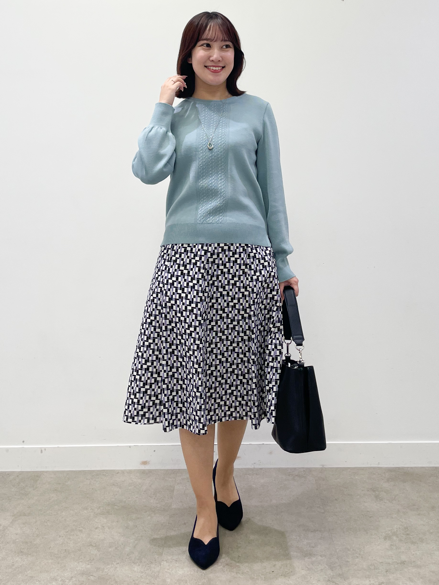 yukariさんの「Reflect｜【SS-4Lサイズ／セットアップ】幾何柄プリント フレアスカート」を使ったコーディネート