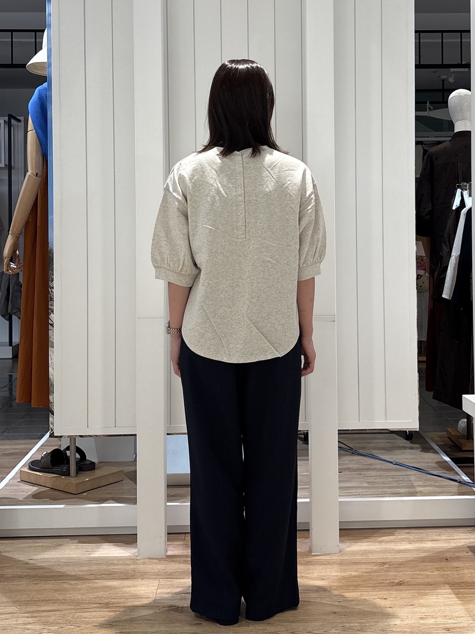 hinakoさんの「Dessin｜【高レビュー/洗える/XS-L】バックヘンリーミニ裏毛 5分袖」を使ったコーディネート