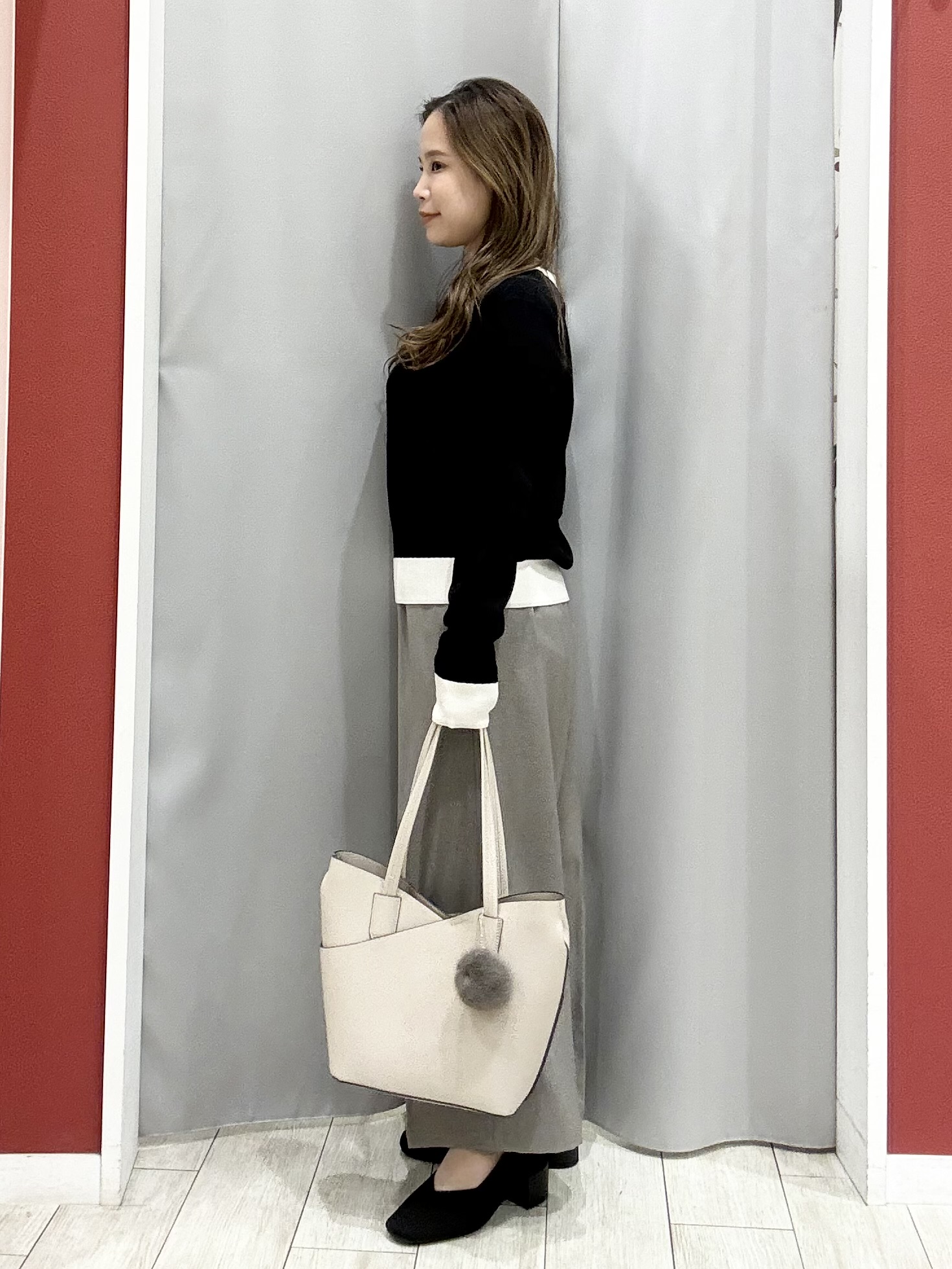 shioさんの「SHOO･LA･RUE｜【S-LL/洗濯機可】さりげないラメと配色がアクセントになる クルーネックニット」を使ったコーディネート