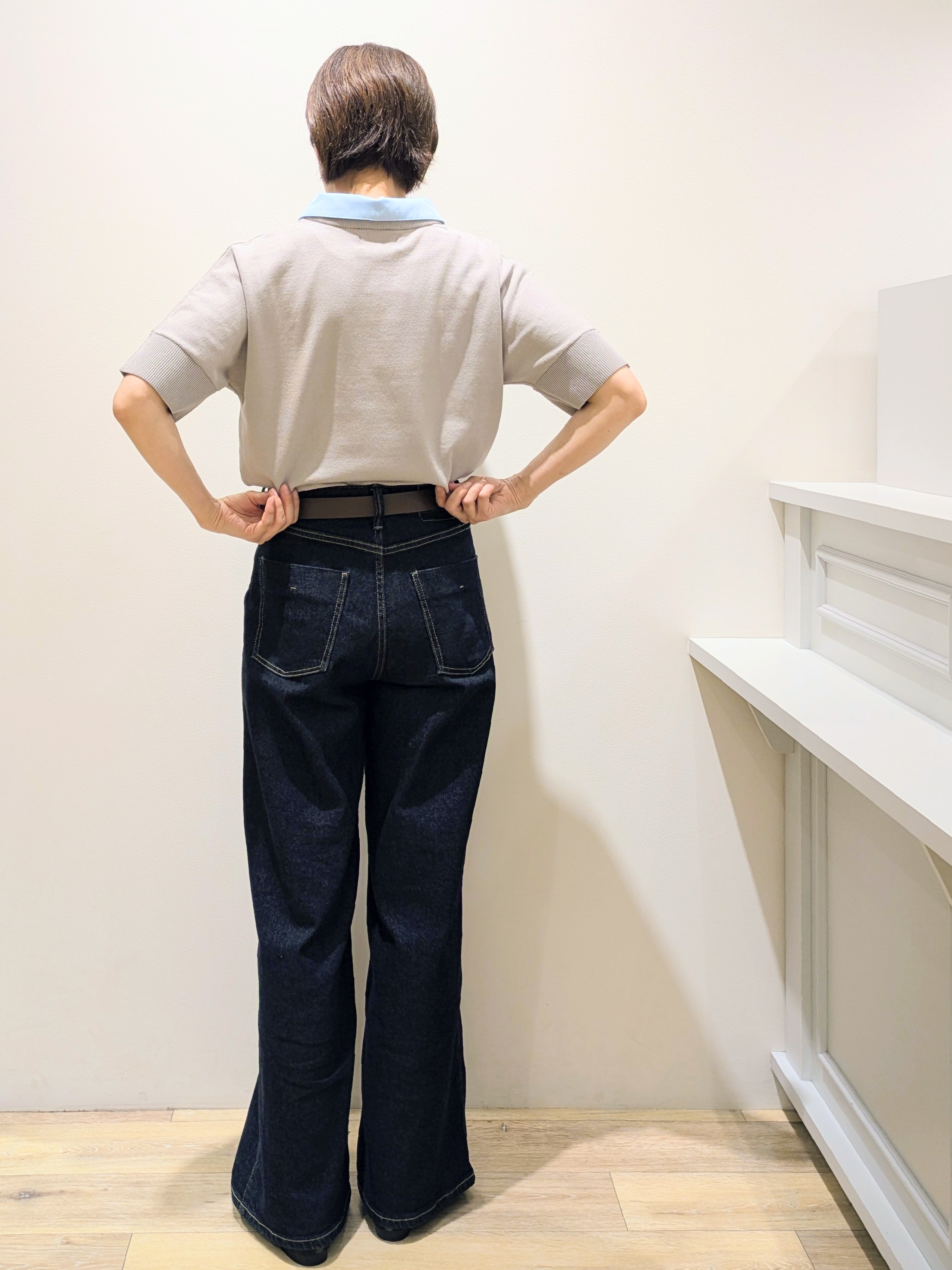 miuraさんの「OPAQUE.CLIP｜【森絵梨佳さん着用】2WAY衿ドッキングニット《洗濯機OK》」を使ったコーディネート