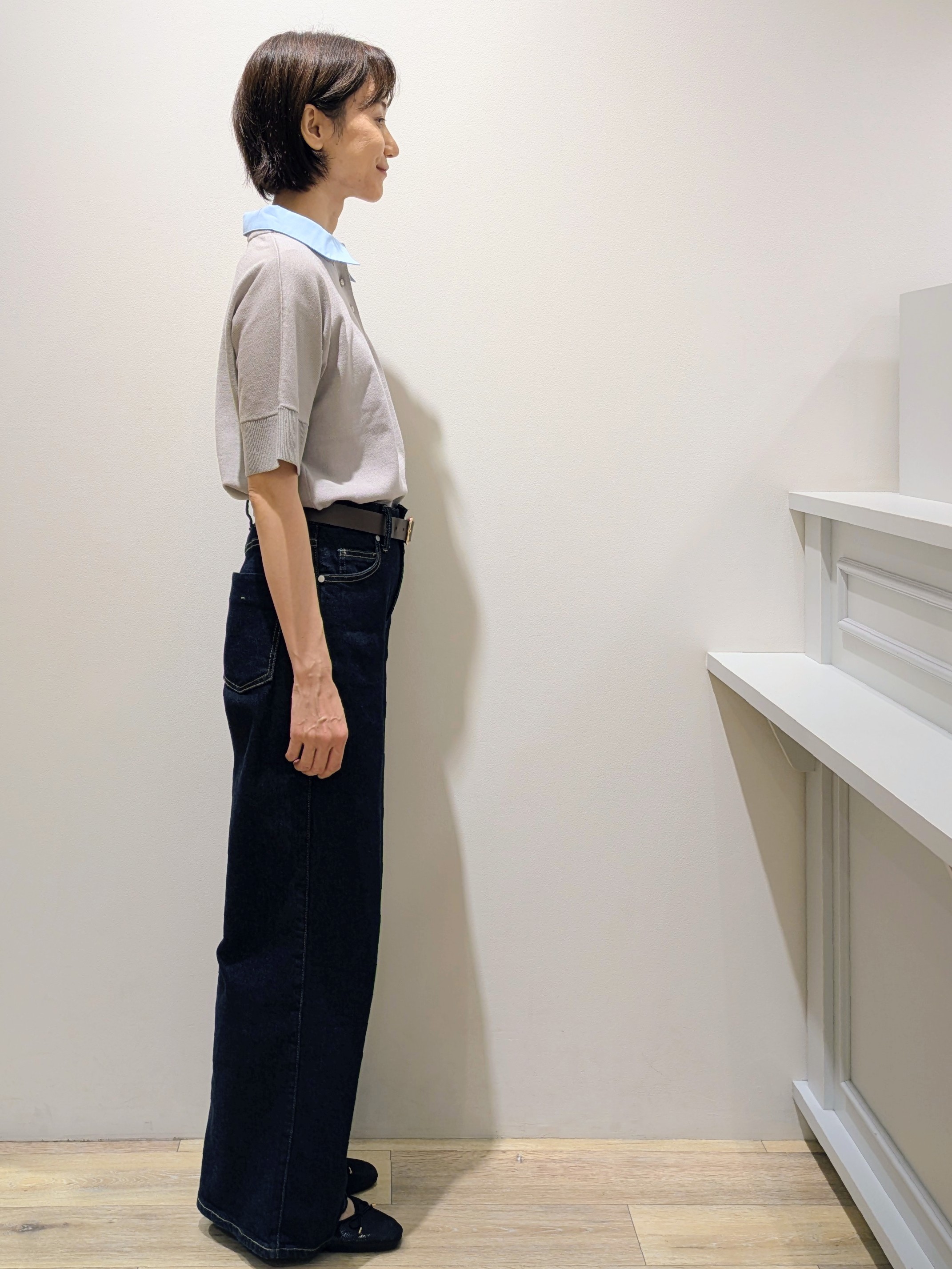 miuraさんの「OPAQUE.CLIP｜【森絵梨佳さん着用】2WAY衿ドッキングニット《洗濯機OK》」を使ったコーディネート