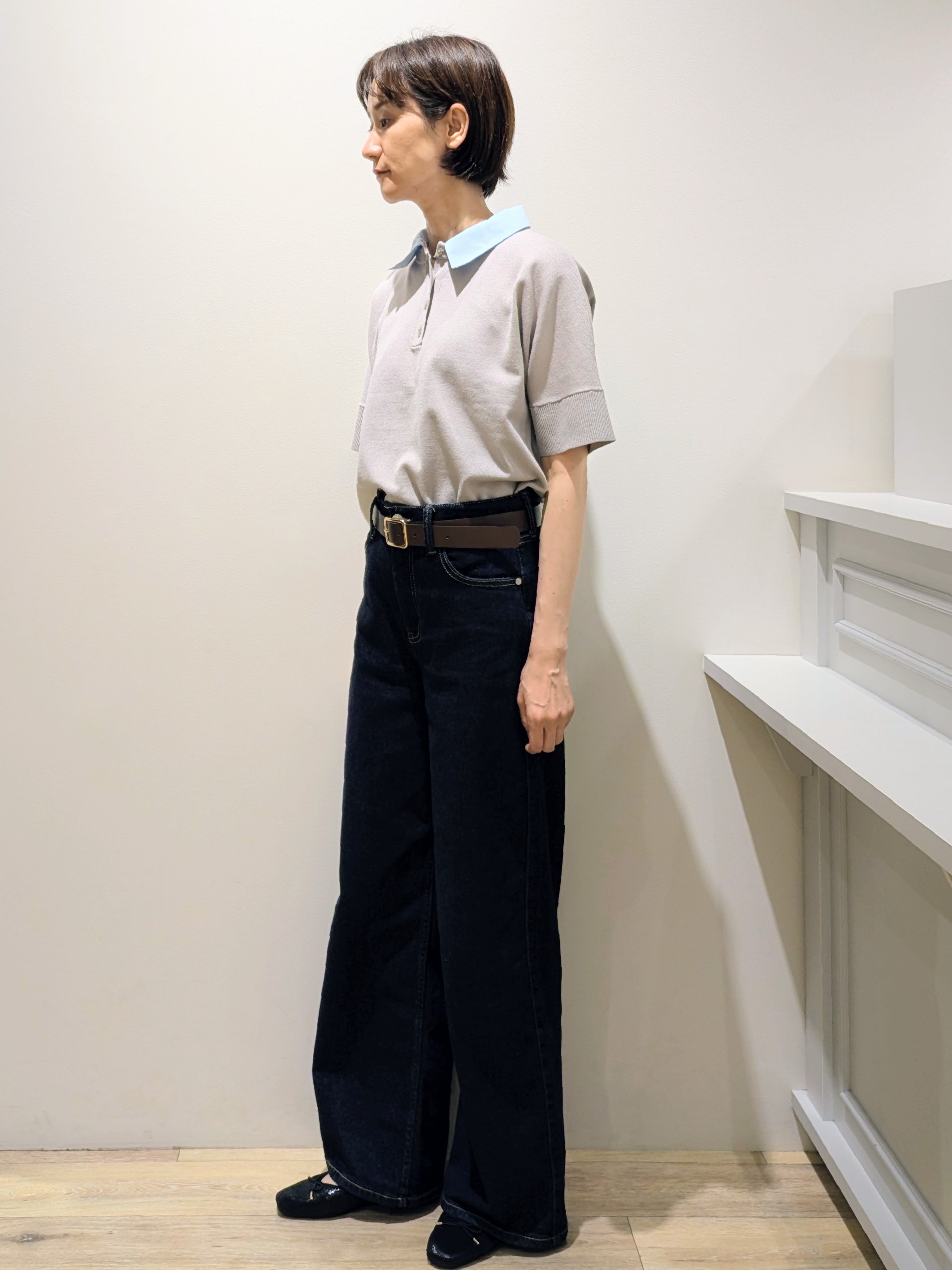 miuraさんの「OPAQUE.CLIP｜【森絵梨佳さん着用】2WAY衿ドッキングニット《洗濯機OK》」を使ったコーディネート