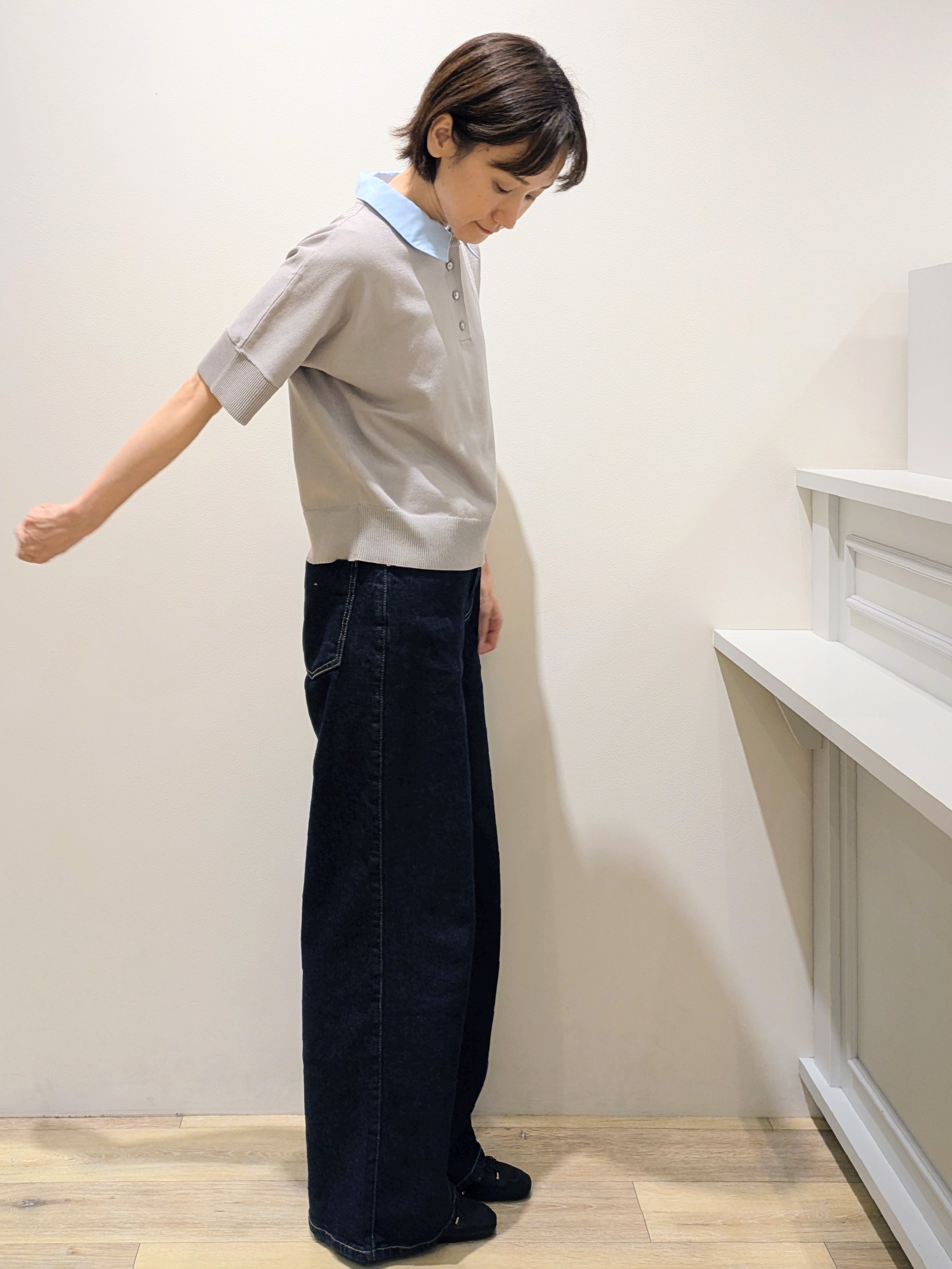 miuraさんの「OPAQUE.CLIP｜【森絵梨佳さん着用】2WAY衿ドッキングニット《洗濯機OK》」を使ったコーディネート