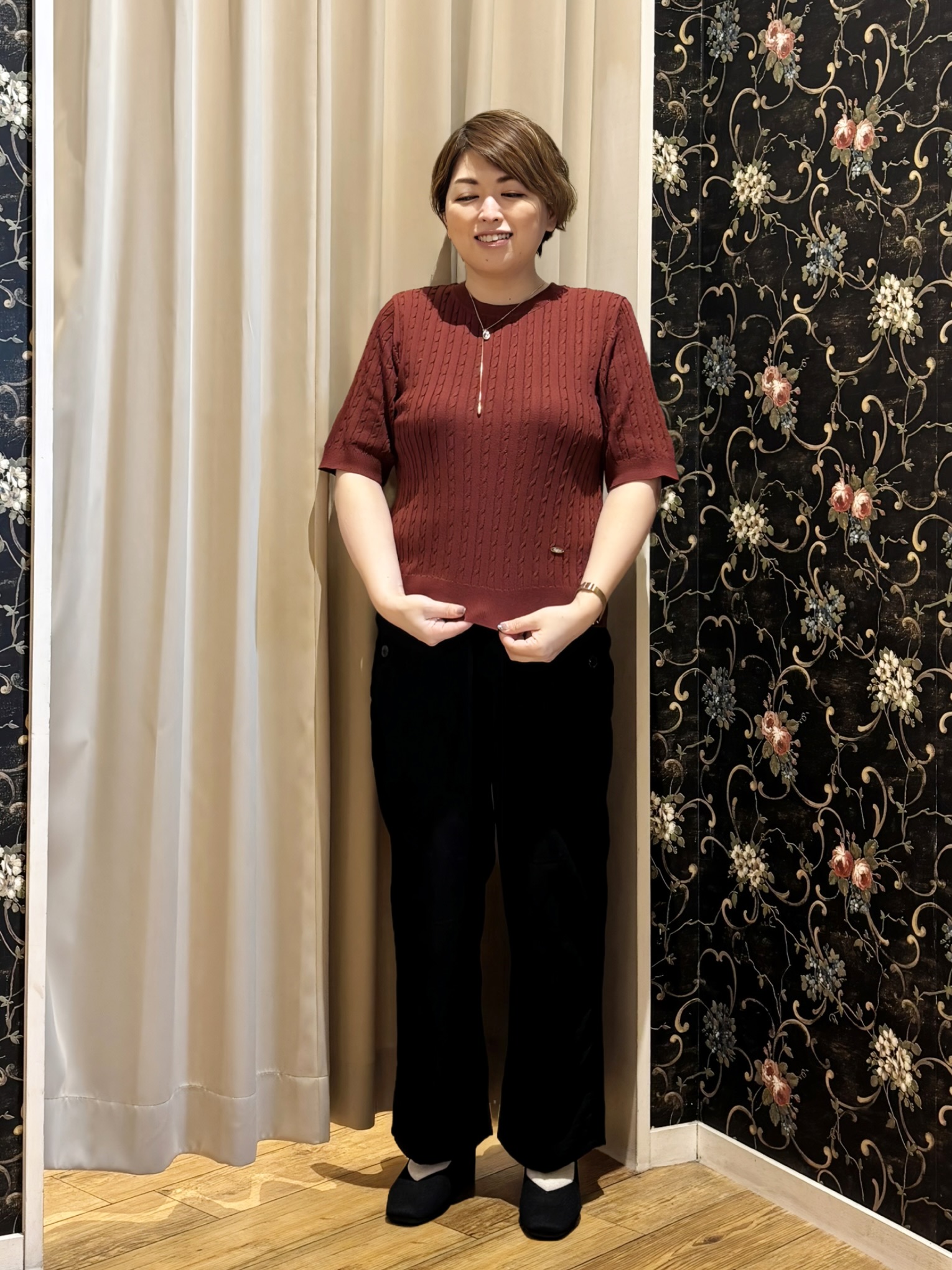 たみさんの「SHOO･LA･RUE｜【洗濯機可/S-LL】上品見え ミニケーブルニット」を使ったコーディネート