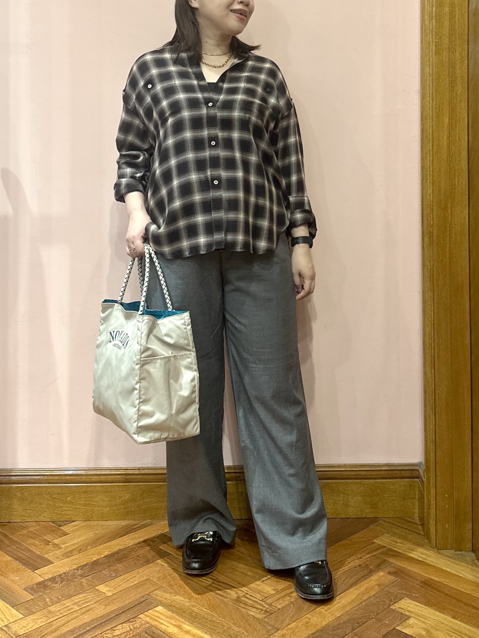 komatsuさんの「DRESSTERIOR｜【ウォッシャブル】ビエラオンブレチェックシャツ」を使ったコーディネート