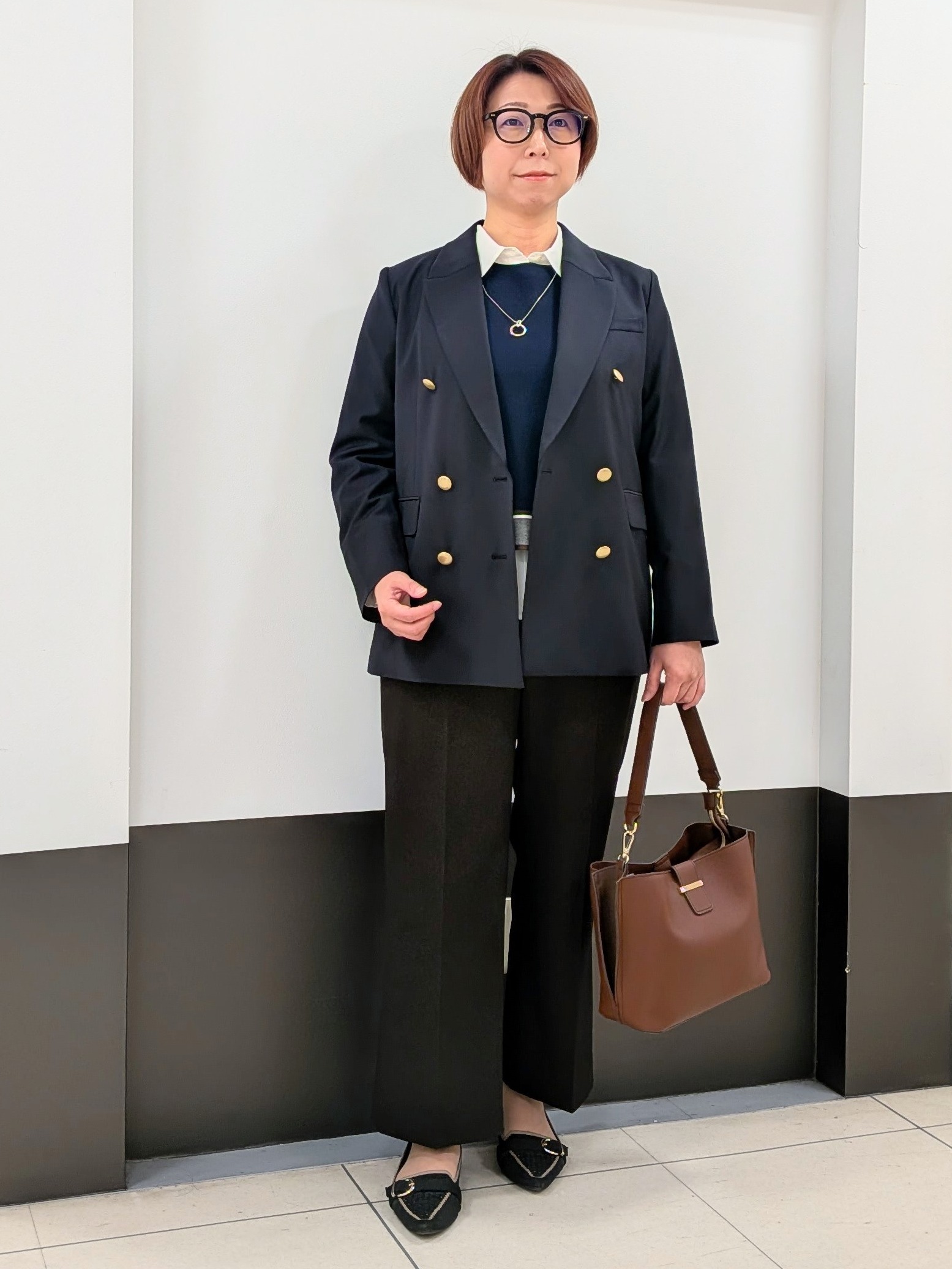 じゅりさんの「Reflect｜【通勤】ダブルブレザージャケット」を使ったコーディネート