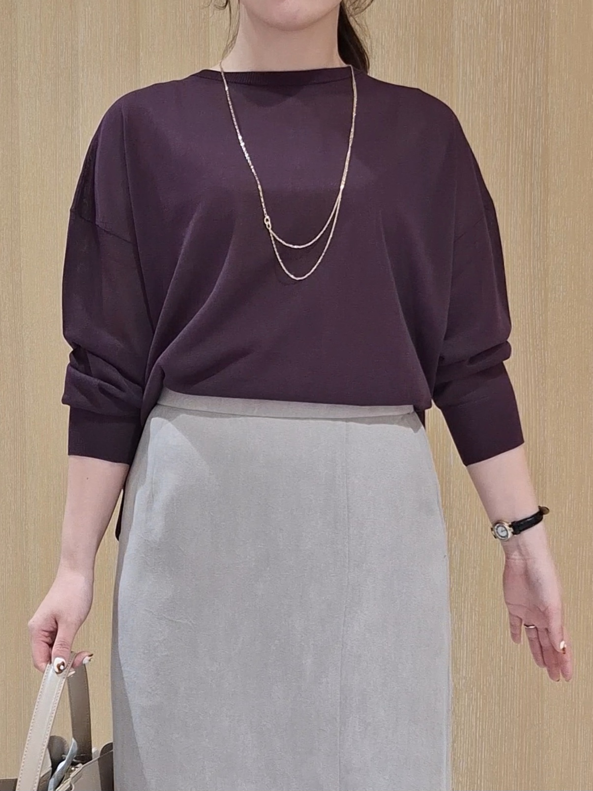 YuKaRiさんの「UNTITLED｜【アンサンブル可/秋羽織り/シアー】前後2WAYカーディガン」を使ったコーディネート