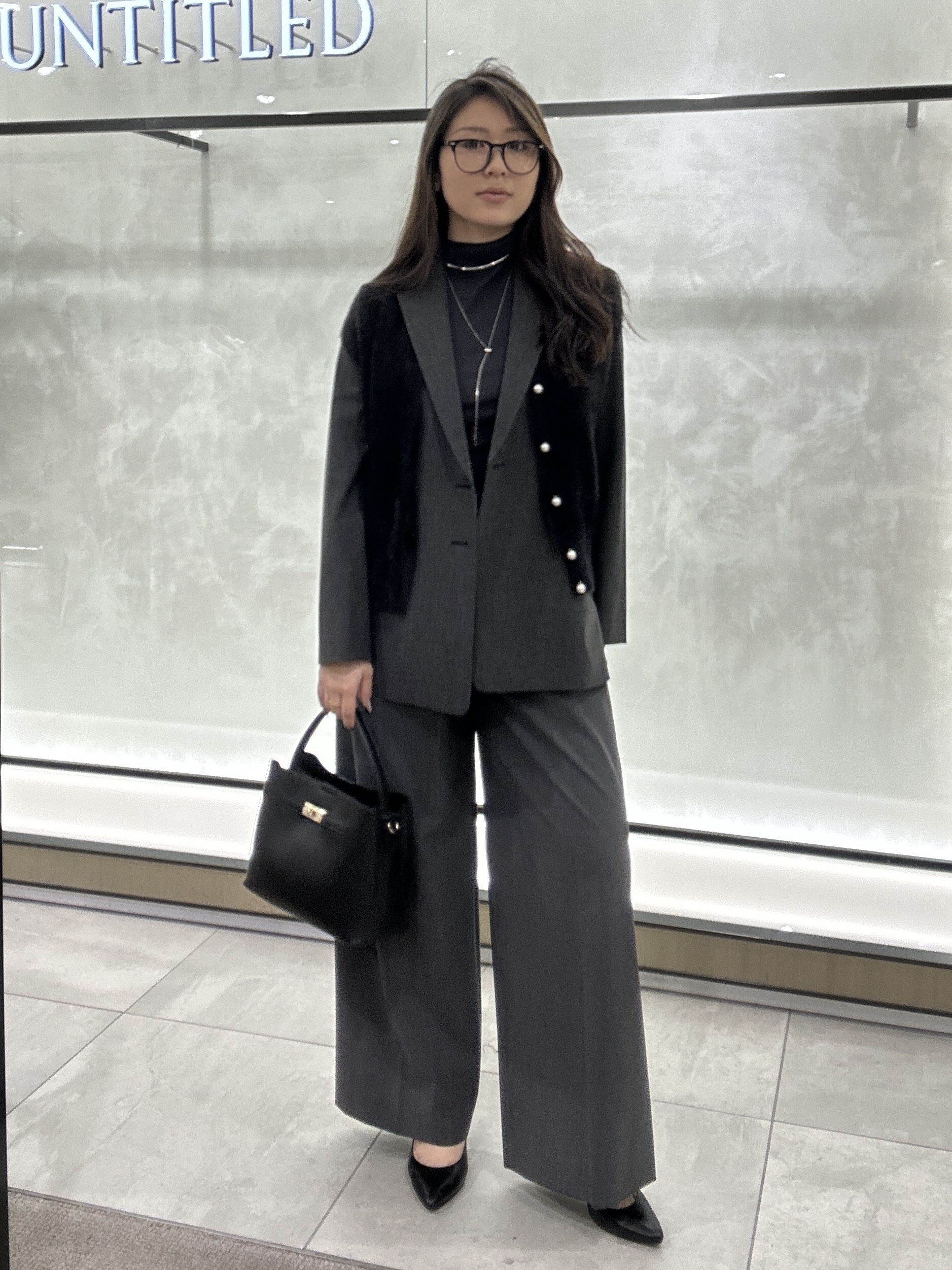 YURIさんの「UNTITLED｜【セットアップ可/秋羽織り/お仕事スーツ】ウールブレンドダブルジャケット」を使ったコーディネート