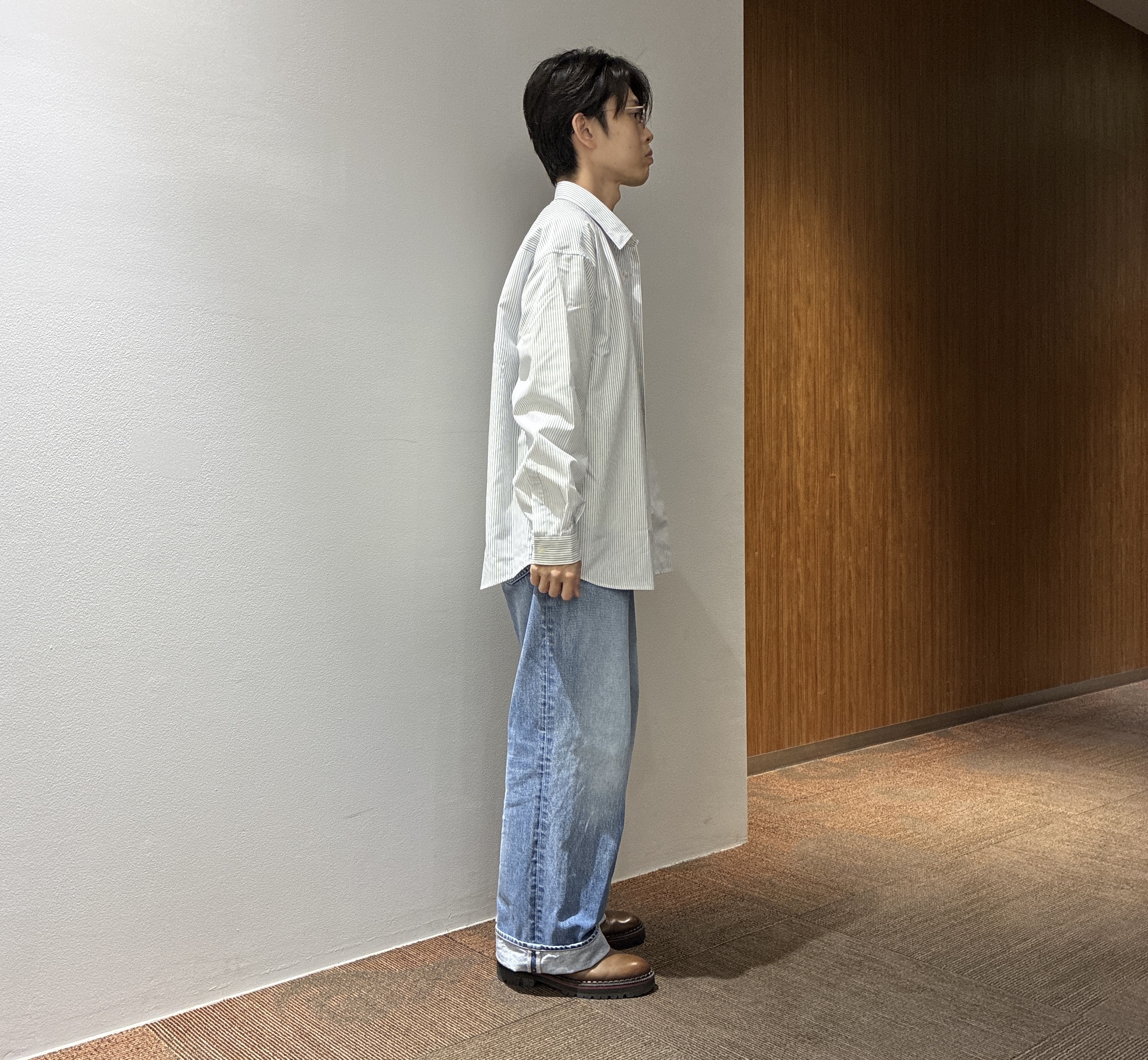 わいずみさんの「TAKEO KIKUCHI｜【日本製/Sサイズ～】リラックスフィットシャツ」を使ったコーディネート