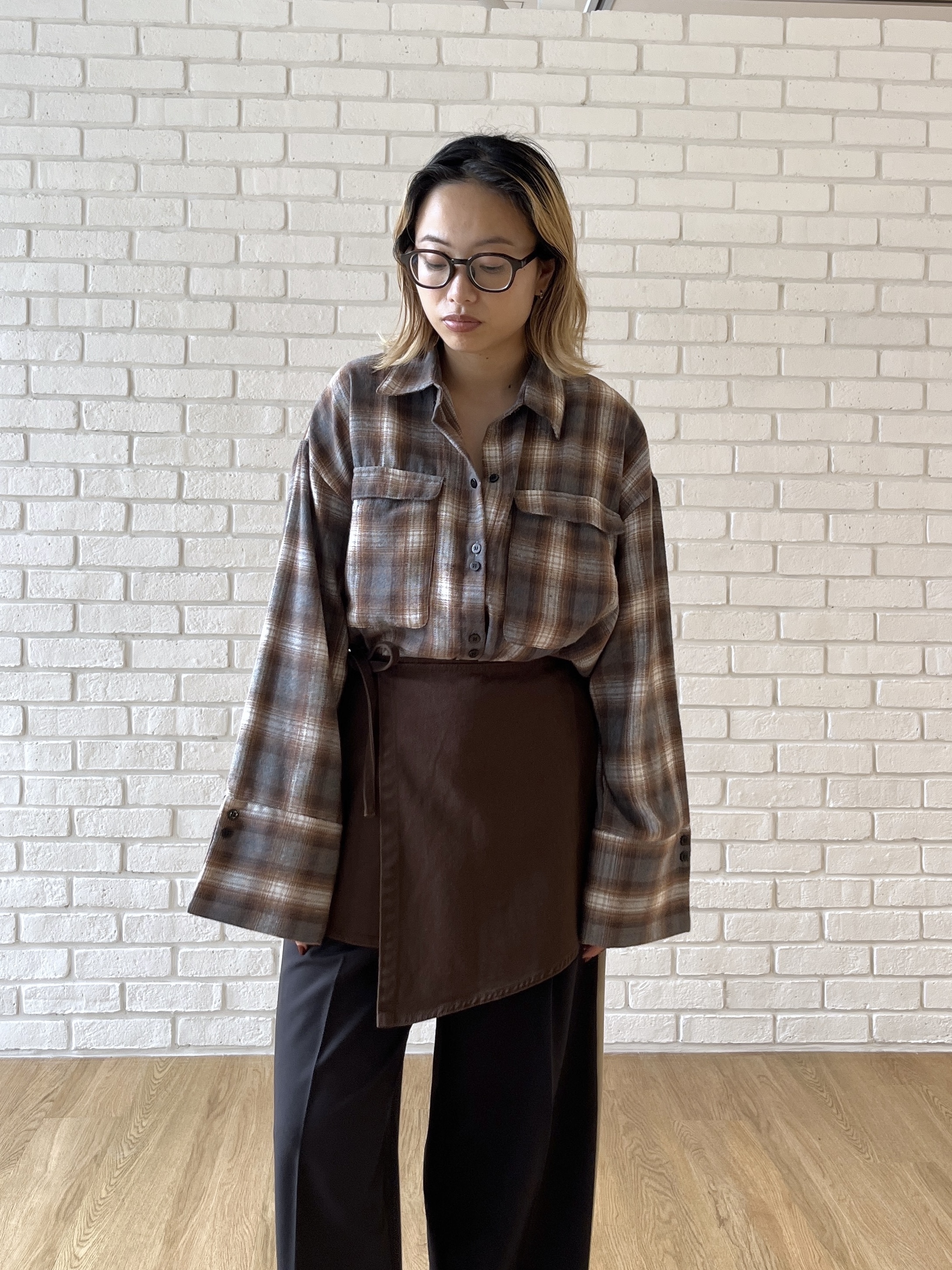 Harukaさんの「INDIVI｜チェックネルシャツ【LIVE紹介／上枝みどりさん着用】」を使ったコーディネート