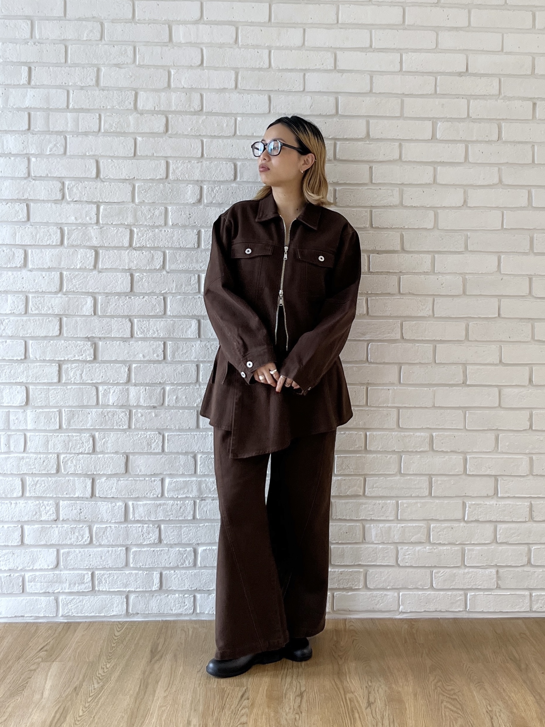 Harukaさんの「INDIVI｜ダブルジップデニムブルゾン【LIVE紹介／上枝みどりさん着用／セットアップ可能】」を使ったコーディネート