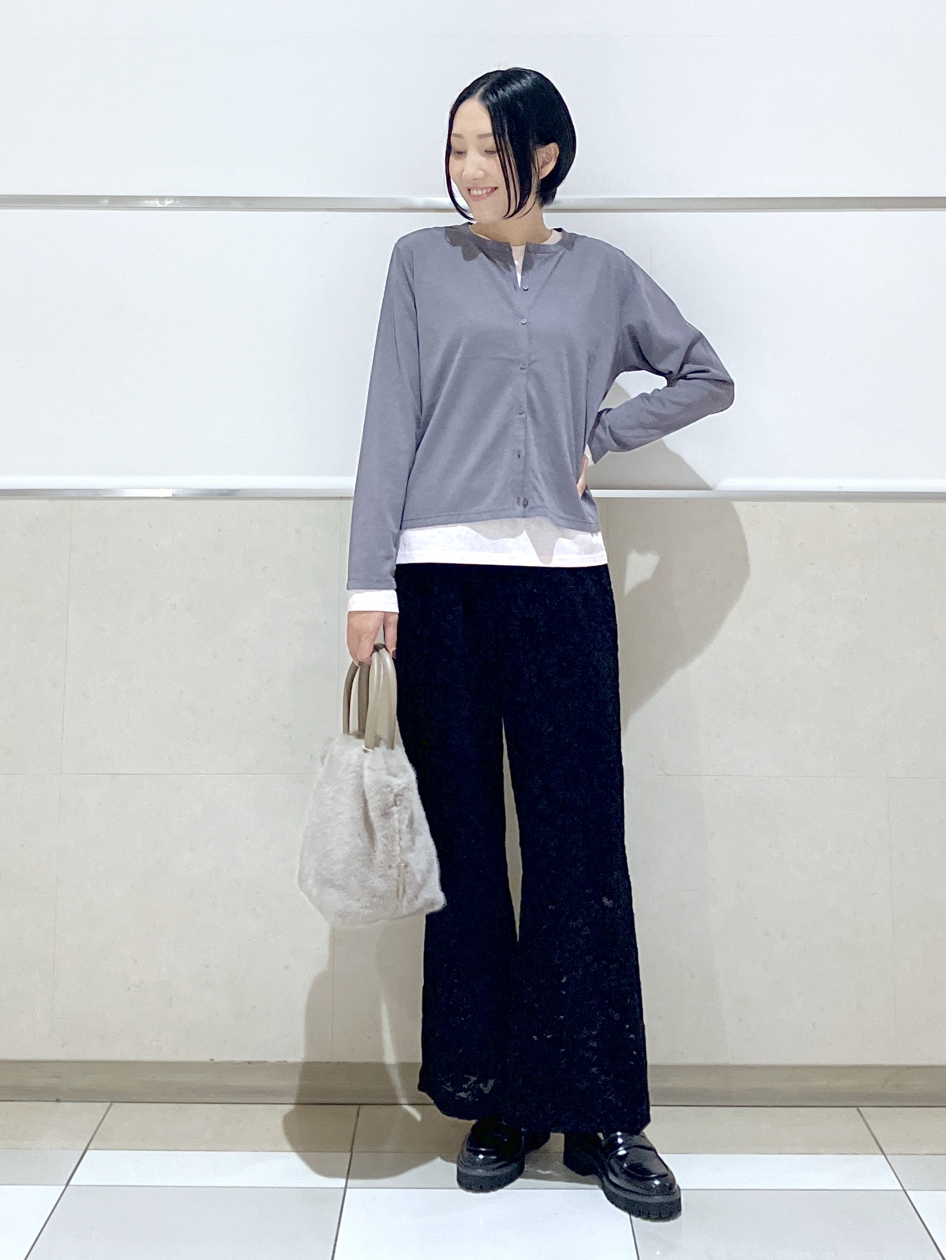 eriko さんの「Dessin｜【セットアイテム/1枚で決まる】配色シアーロンT＆クルーネックカーディガン」を使ったコーディネート