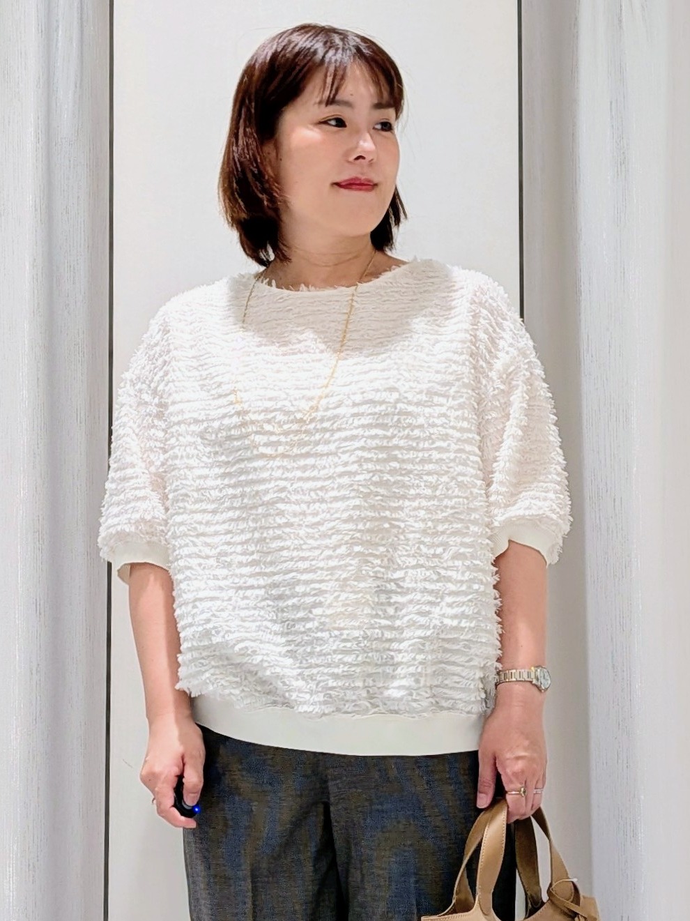 Onumaさんの「UNTITLED｜【秋映え/体型カバー】フェザージャガードプルオーバー」を使ったコーディネート