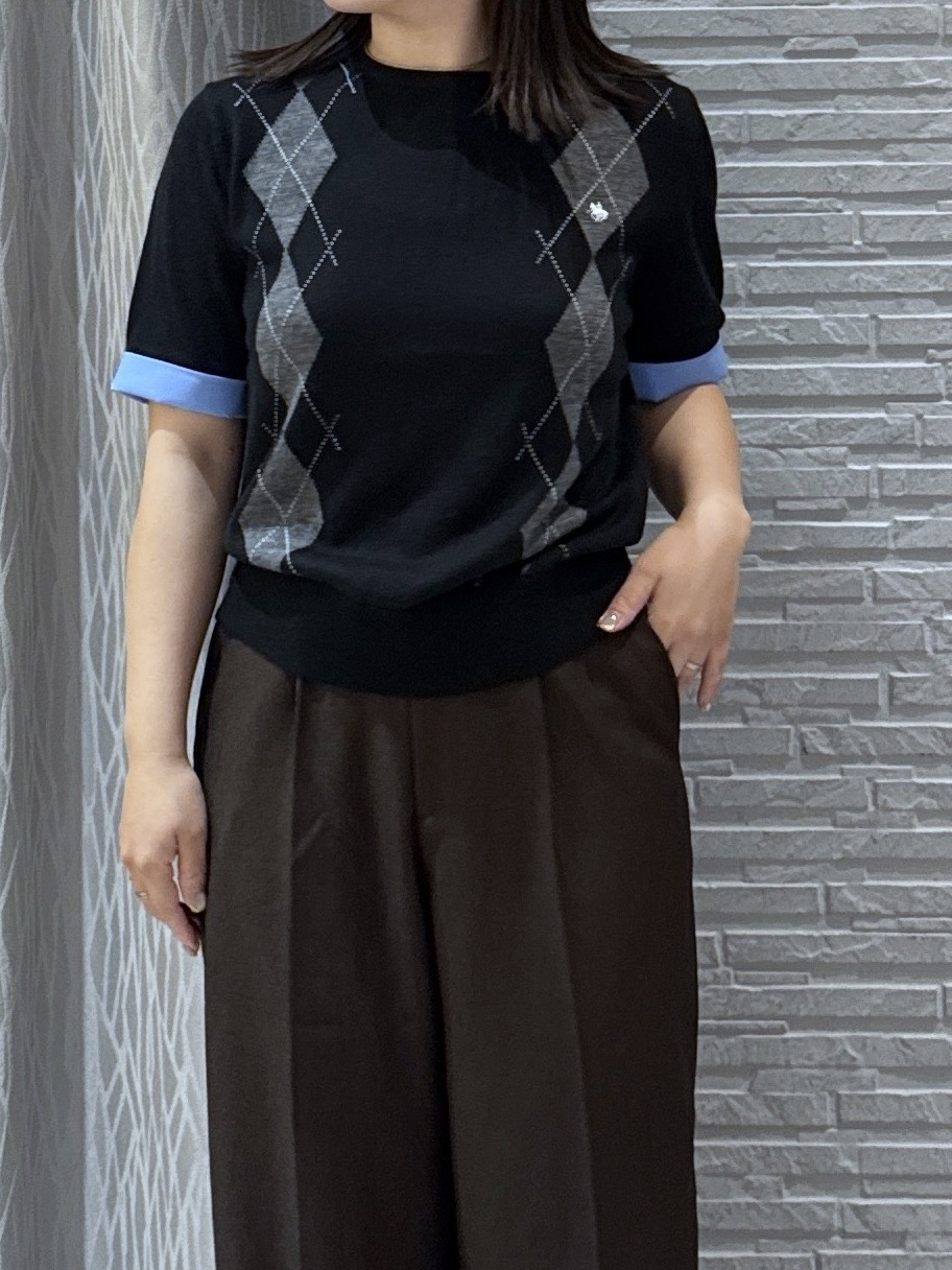 chさんの「THE SHOP TK｜POLO BCS/アーガイル5分袖ニット」を使ったコーディネート