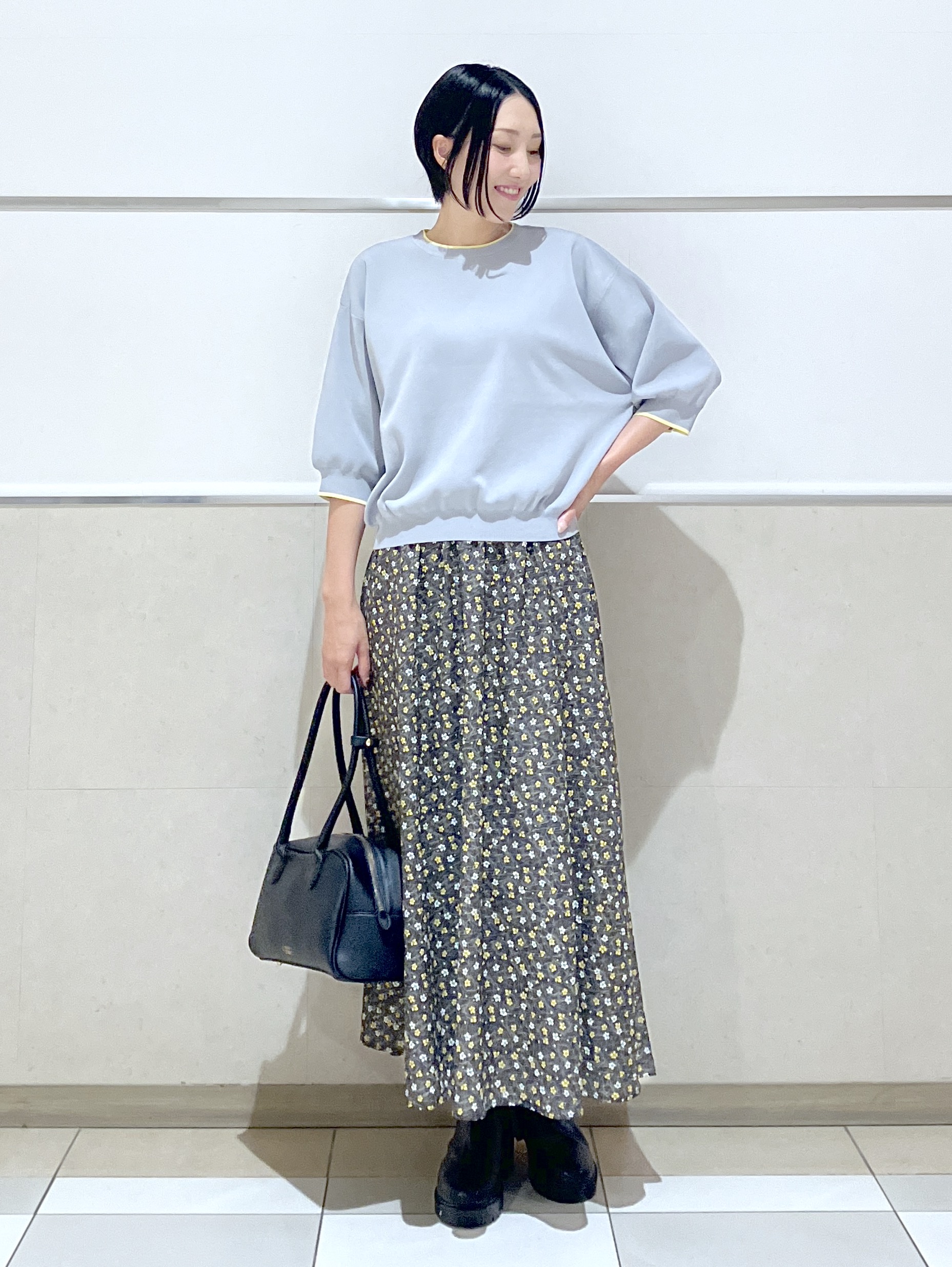 eriko さんの「Dessin｜【UVカット/洗濯機OK】6分袖配色ニット」を使ったコーディネート