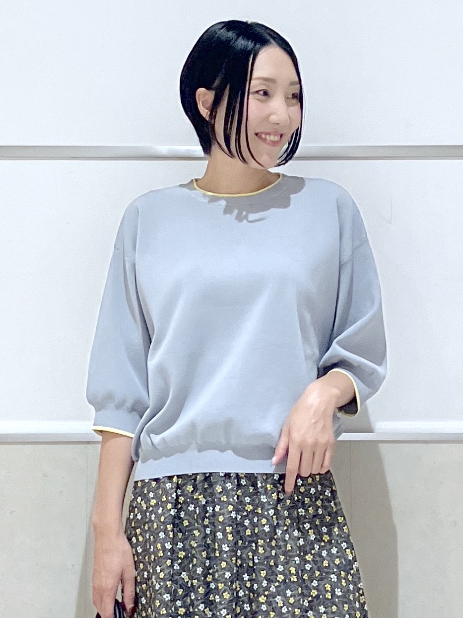 eriko さんの「Dessin｜【UVカット/洗濯機OK】6分袖配色ニット」を使ったコーディネート