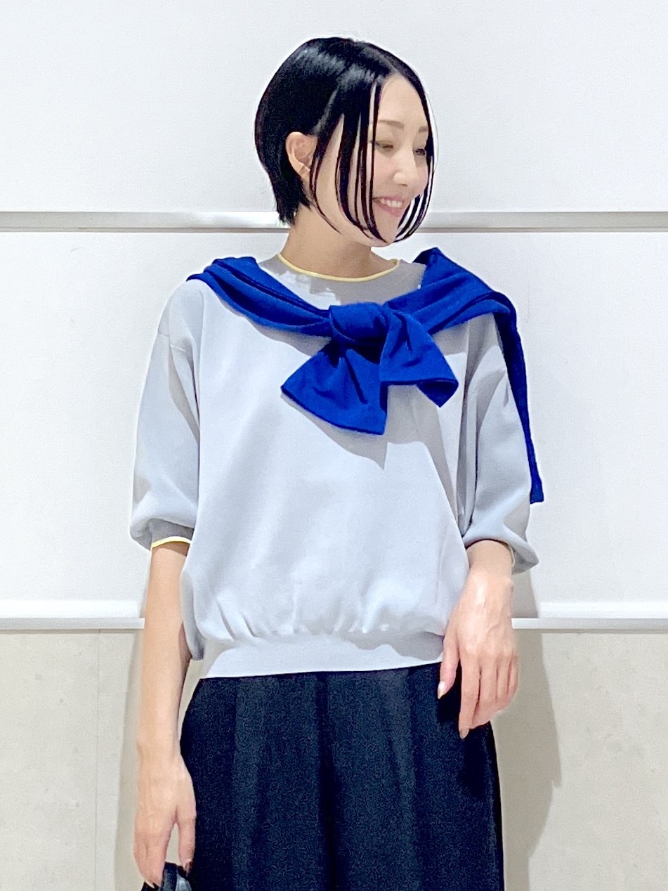 eriko さんの「Dessin｜【UVカット/洗濯機OK】6分袖配色ニット」を使ったコーディネート