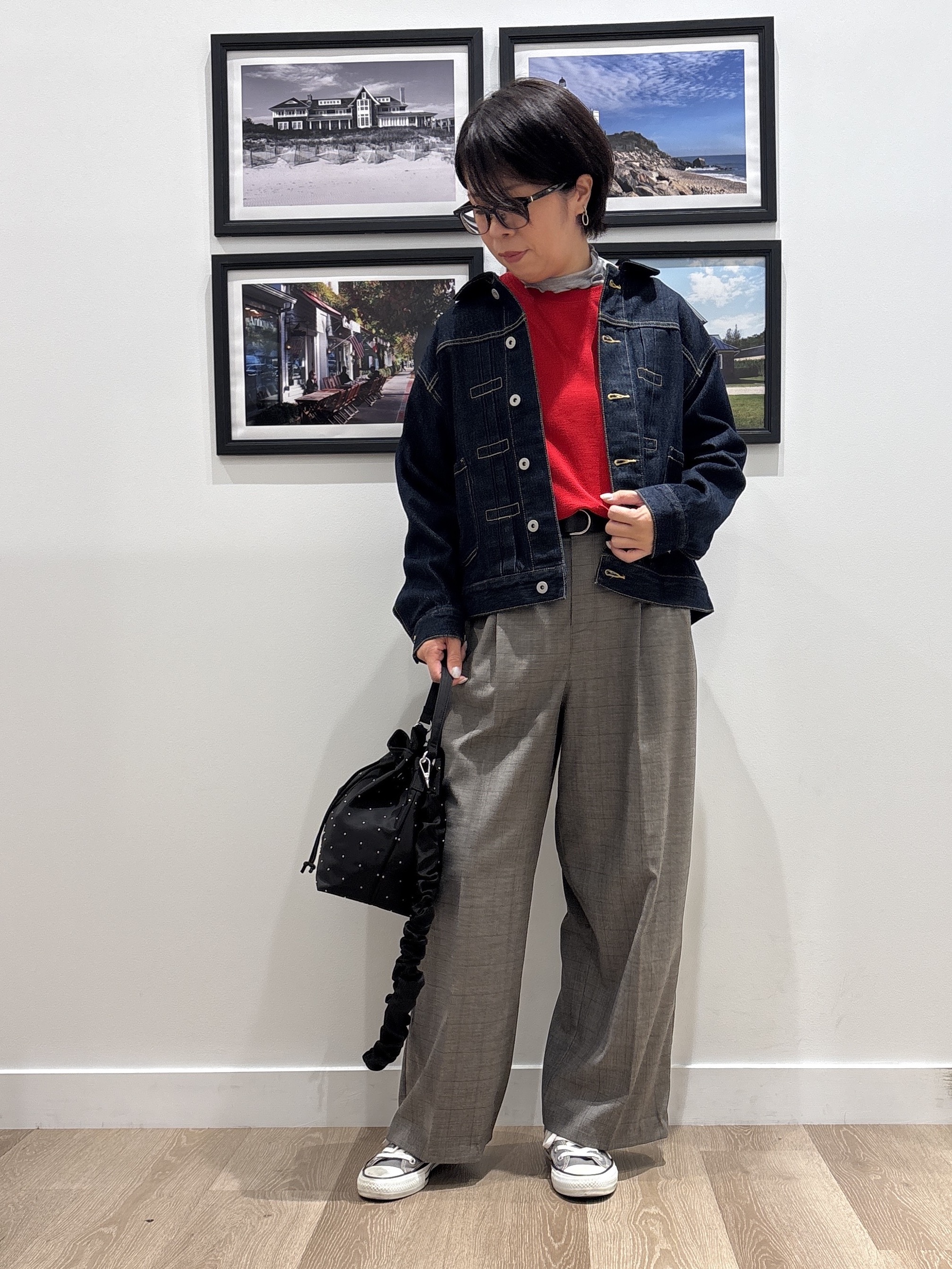 Naoさんの「Dessin｜【秋のレイヤードアイテム/洗える】シアー切り替えタートルプルオーバー」を使ったコーディネート