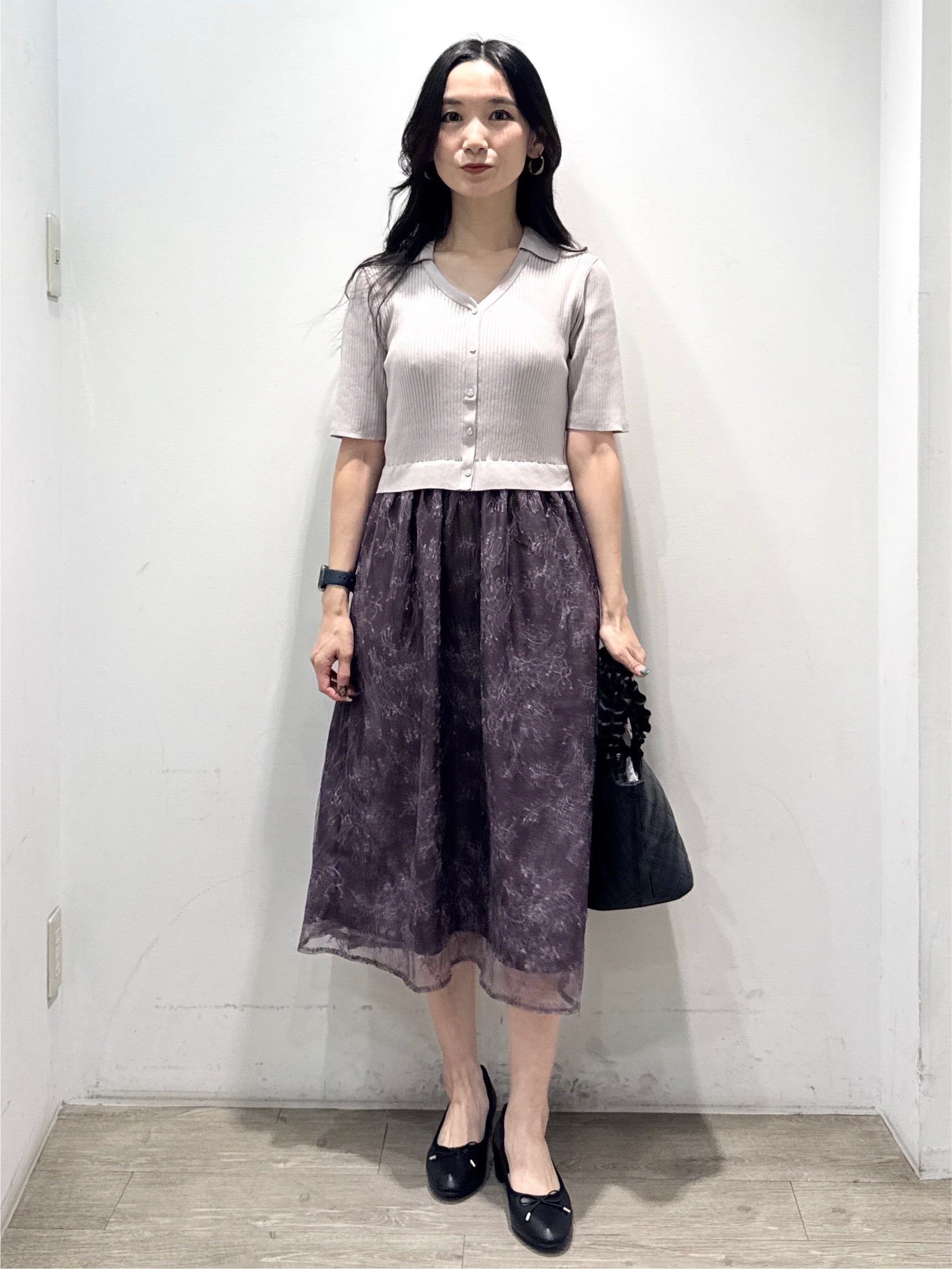 yuicciさんの「OPAQUE.CLIP｜花柄ドッキング衿付きワンピース【洗濯機OK】」を使ったコーディネート