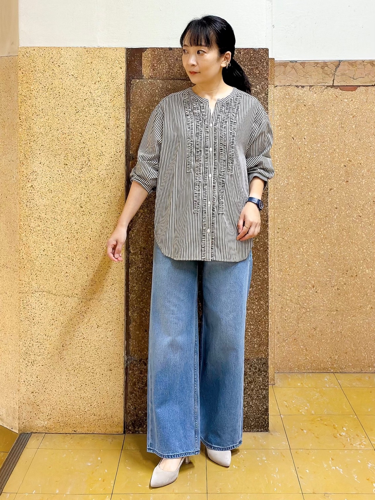 hattoriさんの「INDIVI｜【新作登場！】美脚ワイドデニム」を使ったコーディネート