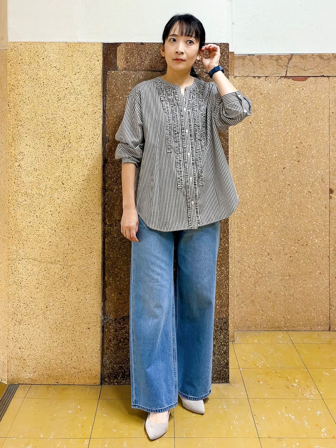 hattoriさんの「INDIVI｜【新作登場！】美脚ワイドデニム」を使ったコーディネート