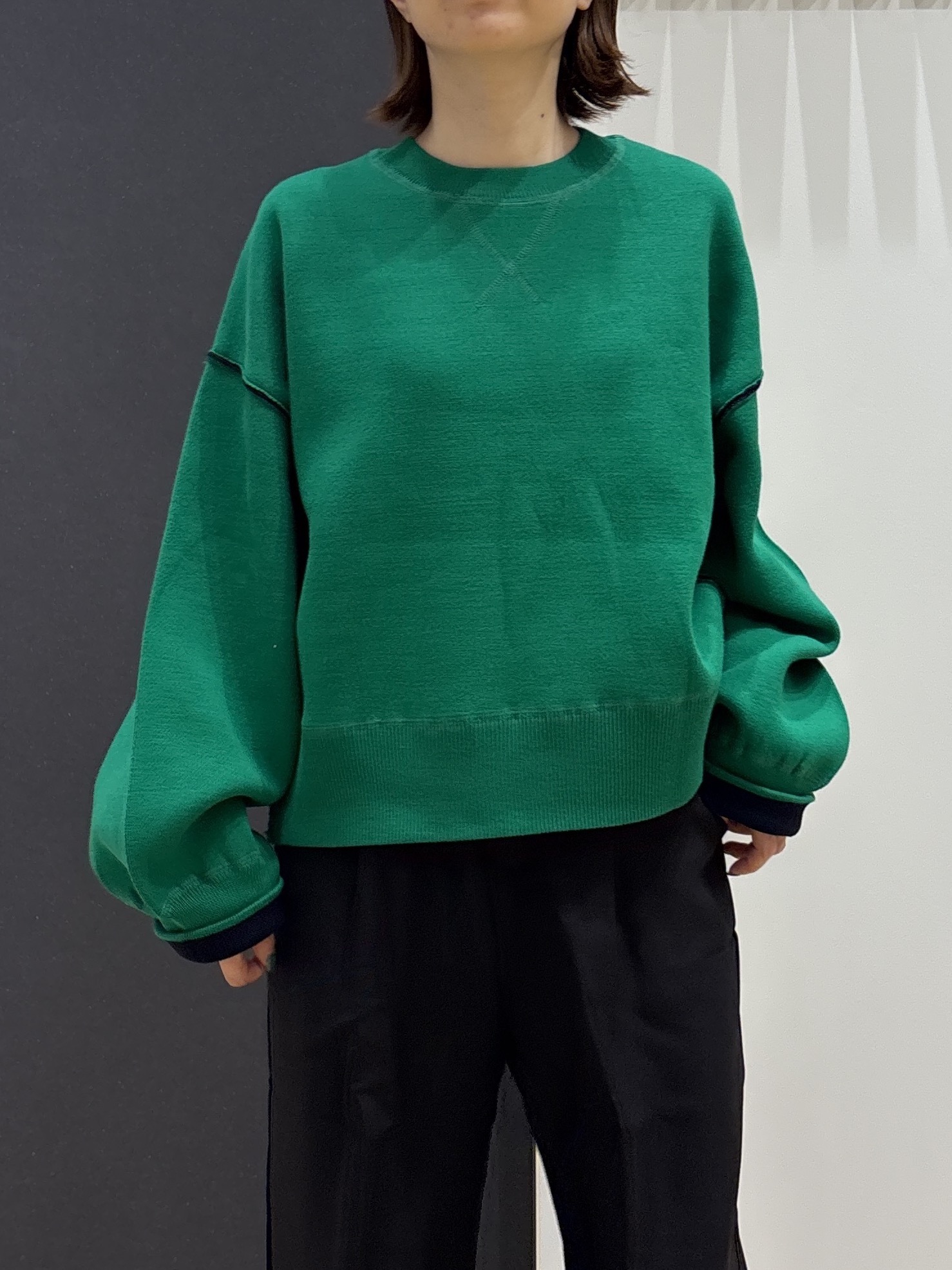risaさんの「Dessin｜【洗濯機OK/XS-L】配色リバーシブル コットンジャカード クルーネックニット」を使ったコーディネート