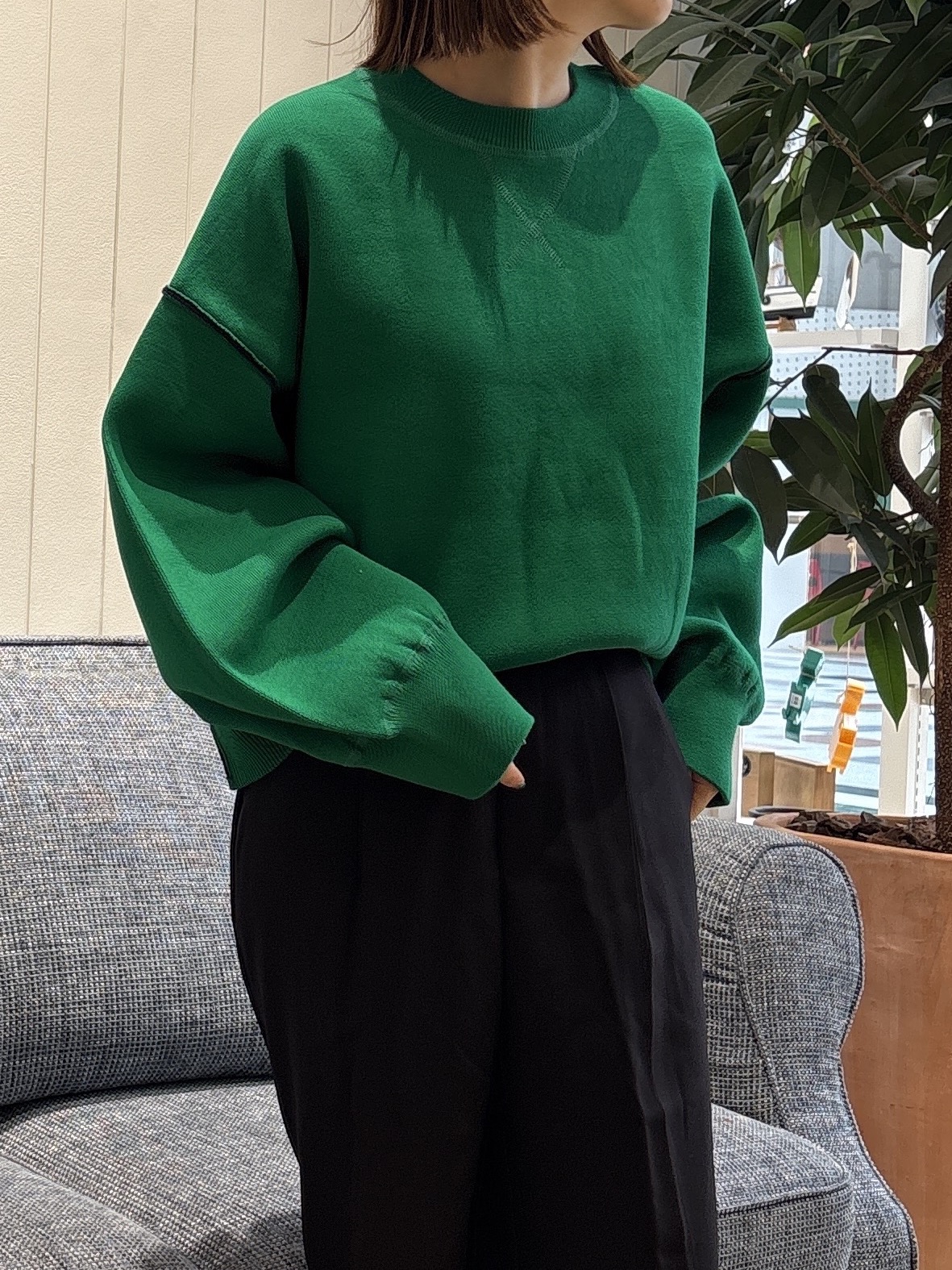 risaさんの「Dessin｜【洗濯機OK/XS-L】配色リバーシブル コットンジャカード クルーネックニット」を使ったコーディネート