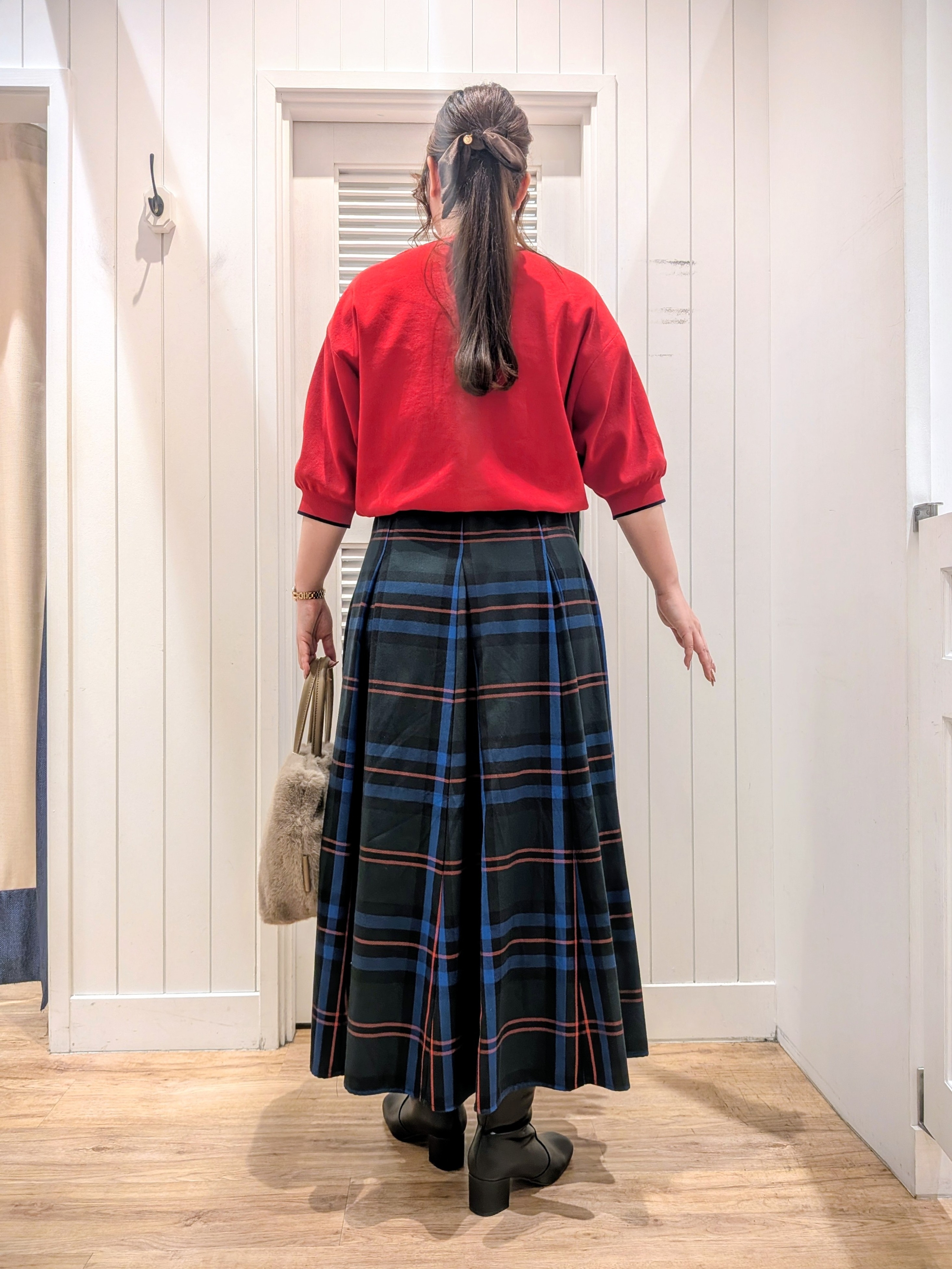 ayakaさんの「Dessin｜【UVカット/洗濯機OK】6分袖配色ニット」を使ったコーディネート
