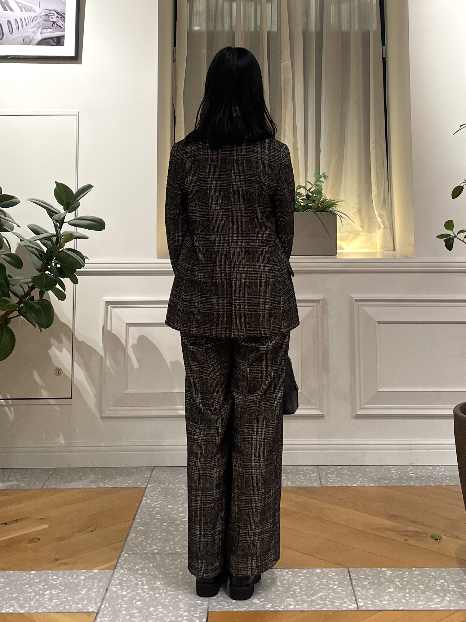Lilyさんの「DRESSTERIOR｜【セットアップ可能】ループグレンチェックダブルジャケット」を使ったコーディネート