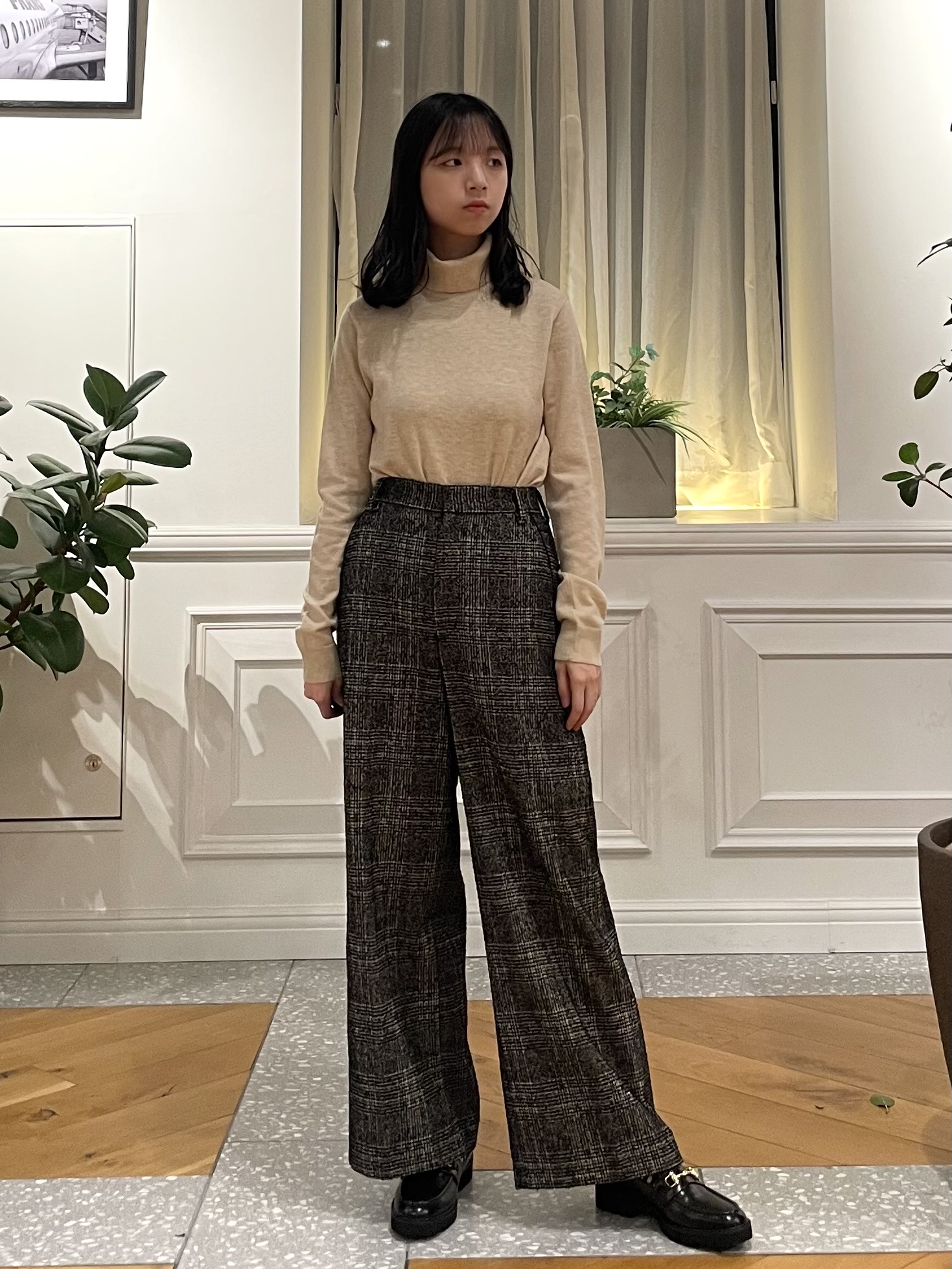 Lilyさんの「DRESSTERIOR｜【セットアップ可能】ループグレンチェックダブルジャケット」を使ったコーディネート